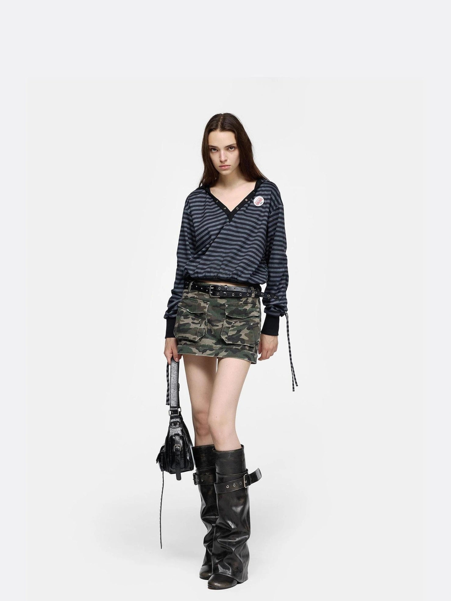 24ans Back Crystal Zip Up Hoodie T-shirt