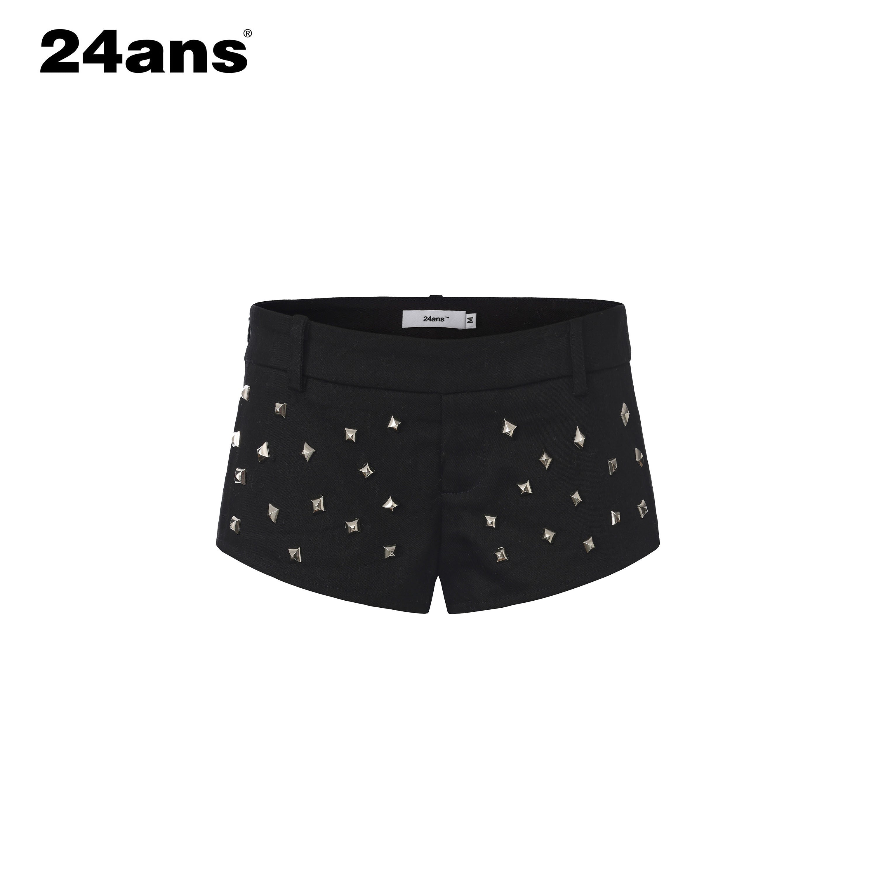 24ans_Black_Handmade_3d_Studs_Seamless_Hem_Punk_Women&