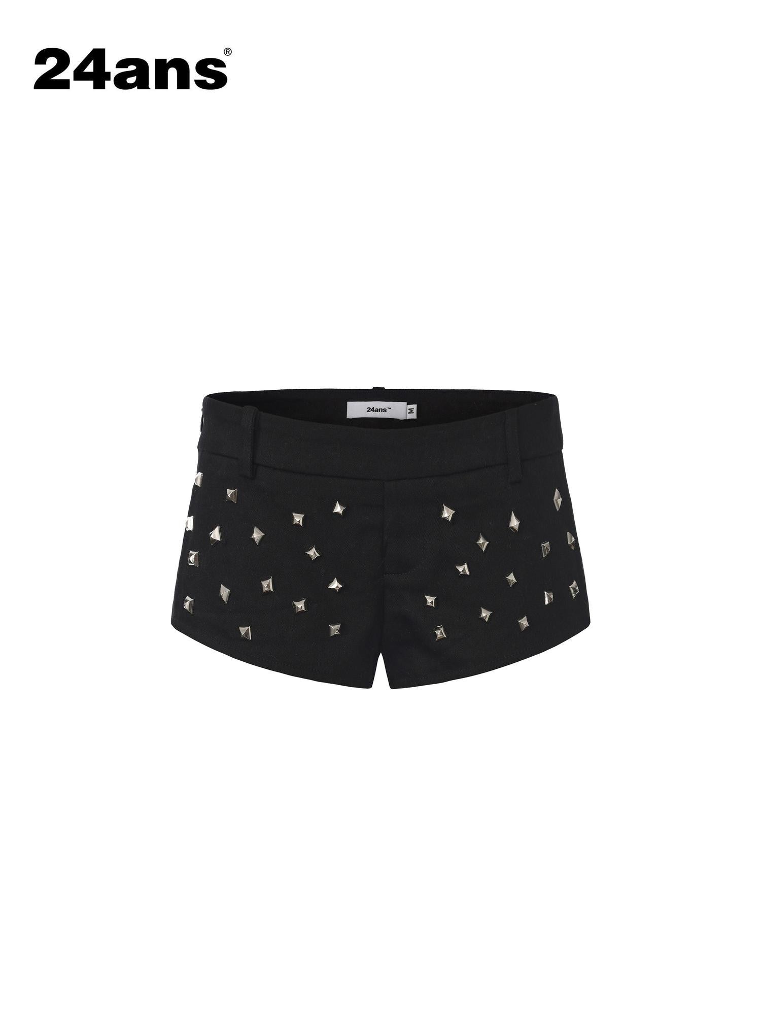 24ans Black Handmade 3d Studs Seamless Hem Punk Women&