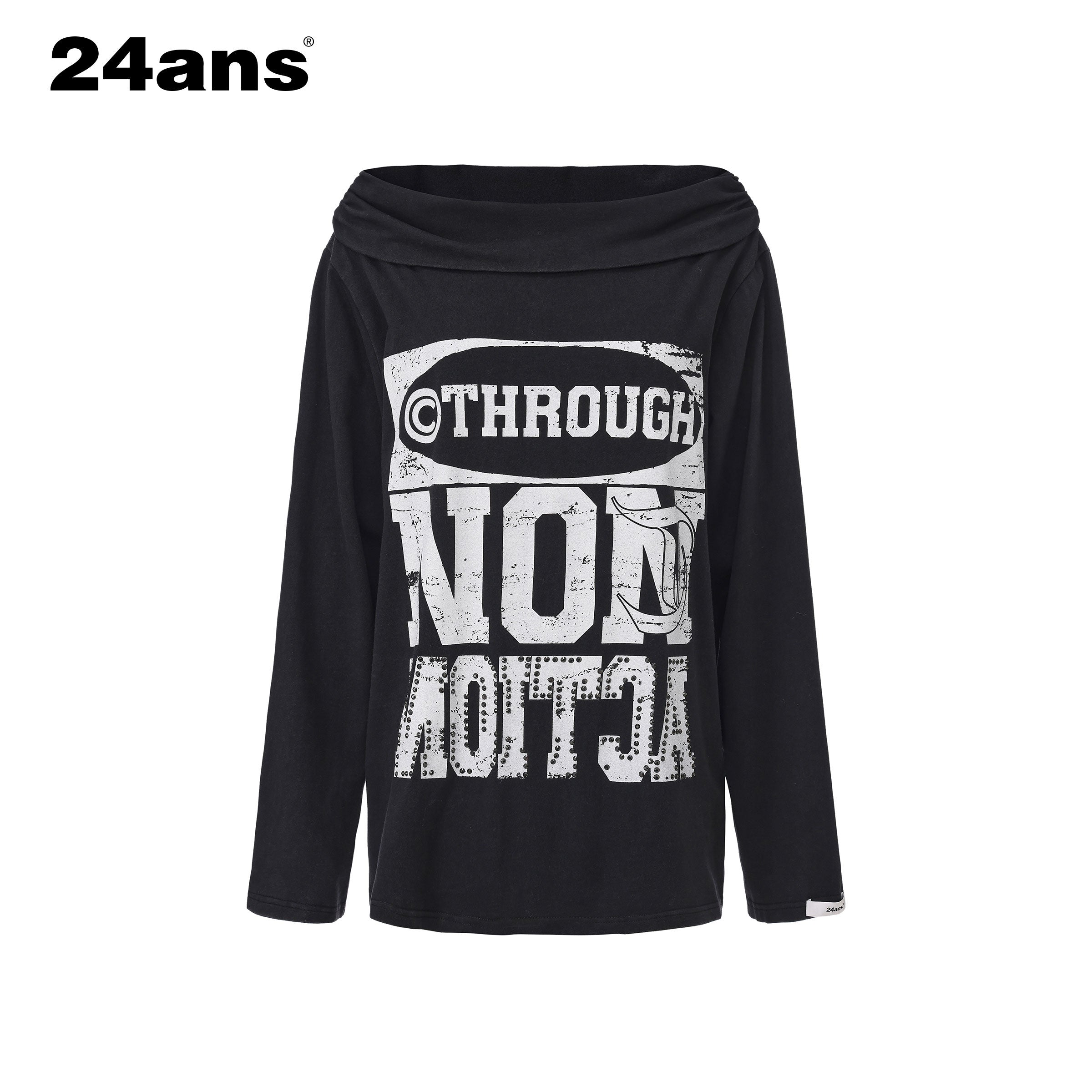 24ans_Black_Rhinestone_Letter_Print_One_Shoulder_Women&