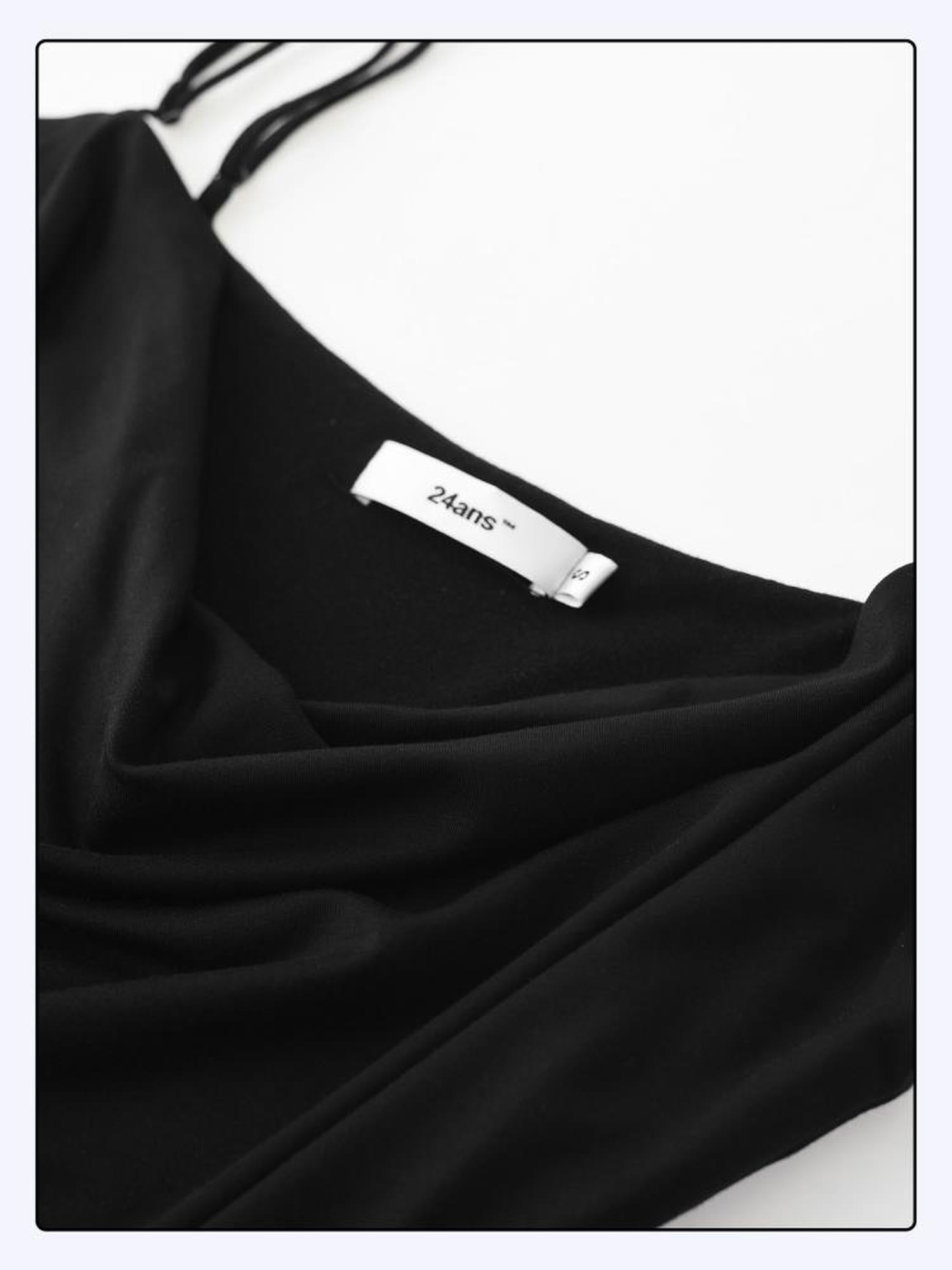 24ans Black Sequin Cowl Neck Sleeveless T Shirt
