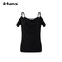 24ans Black Sequin Cowl Neck Sleeveless T-Shirt MISSTT
