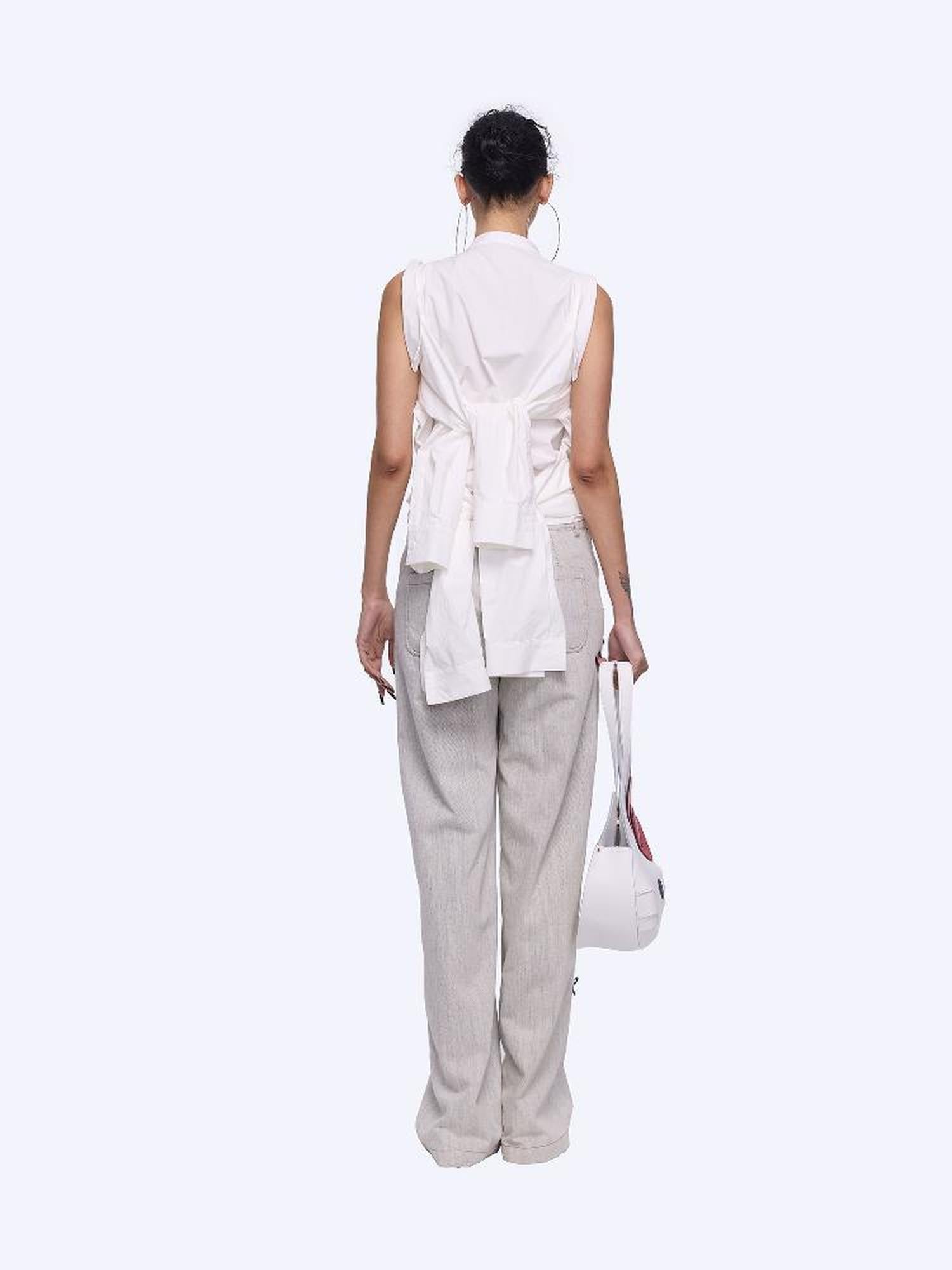 24ans Bow Tie Embroidered White Wide Leg Jeans
