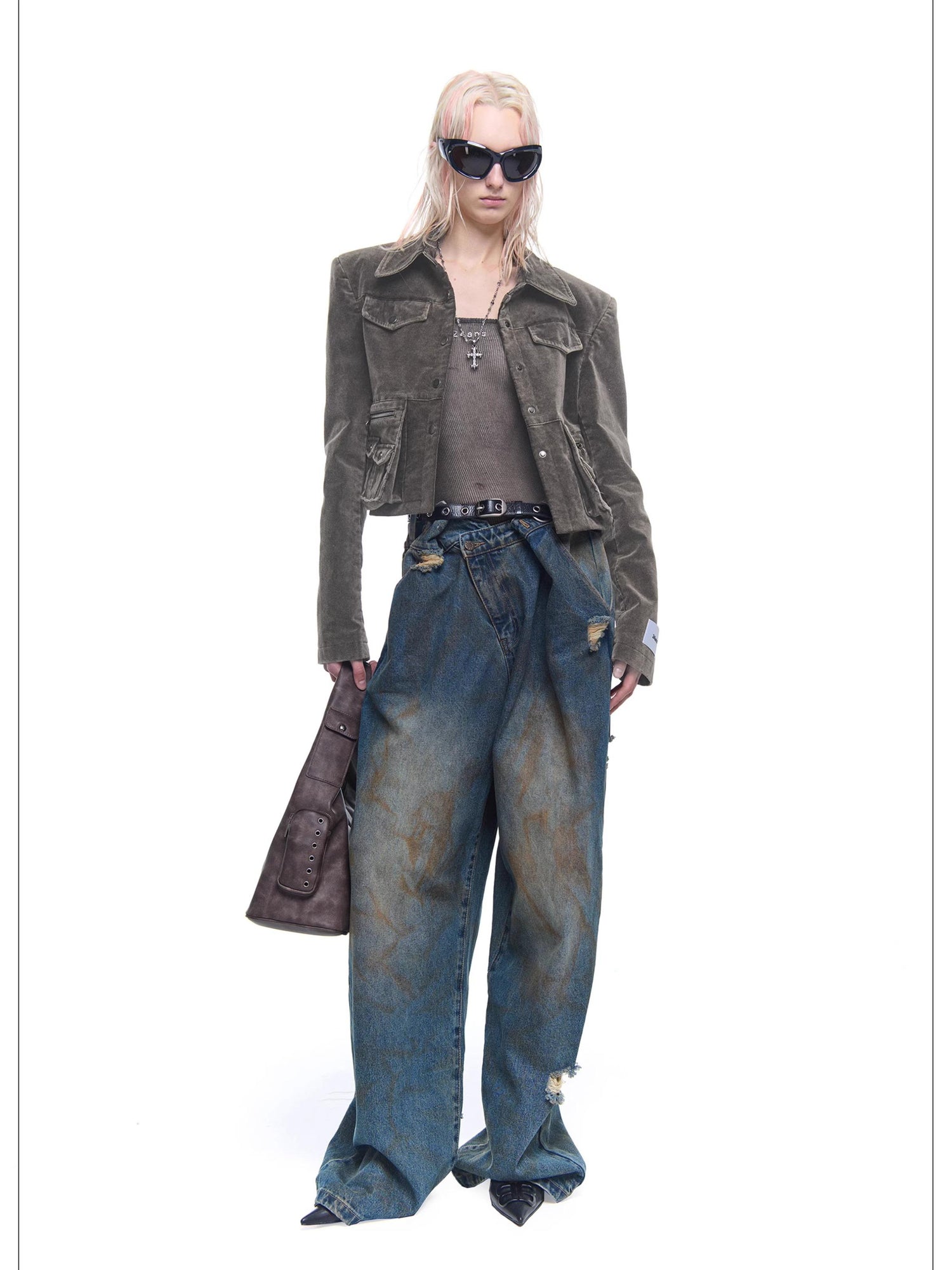 24ans Brown Cotton Blend Two Piece Set