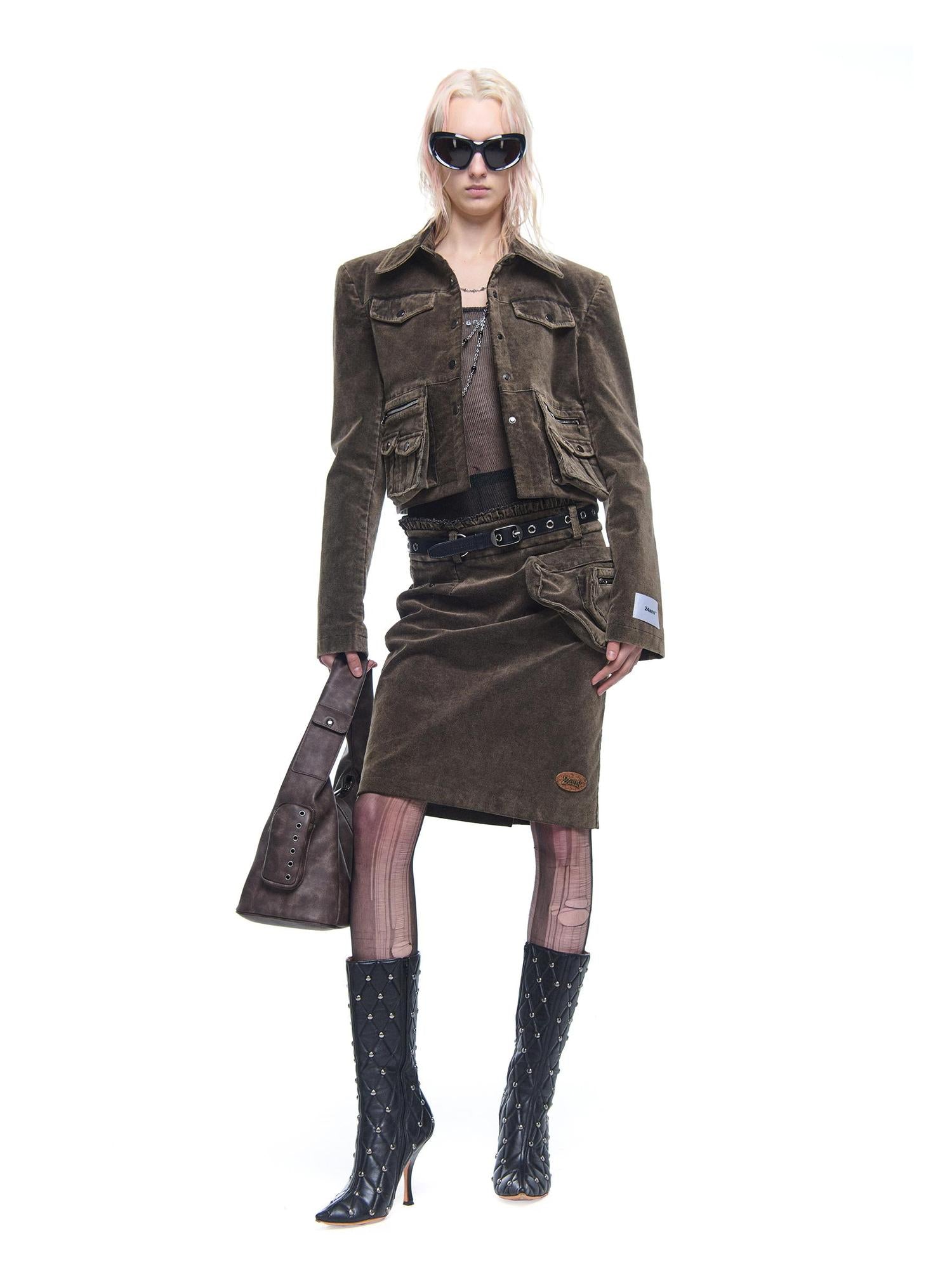 24ans Brown Cotton Blend Two Piece Set