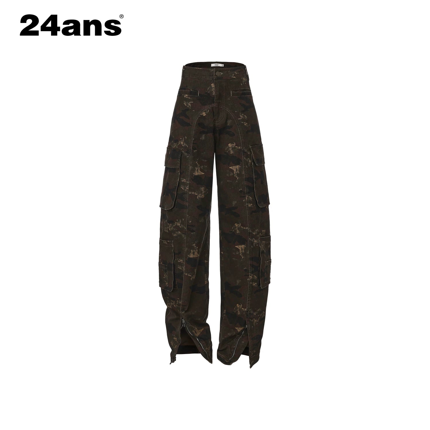 24ans Camo Cargo Pants With Split Hem MISSTT