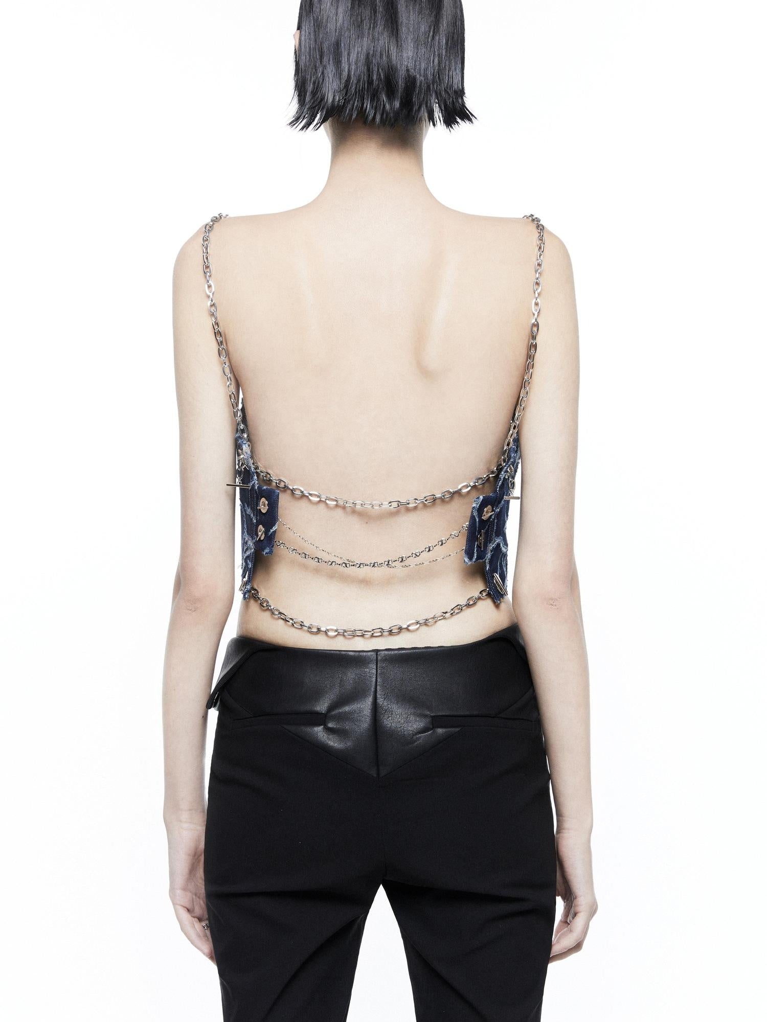 24ans Chain Cutout Backless 3D Embellished Slim Cotton Camisole Women Tank Tops