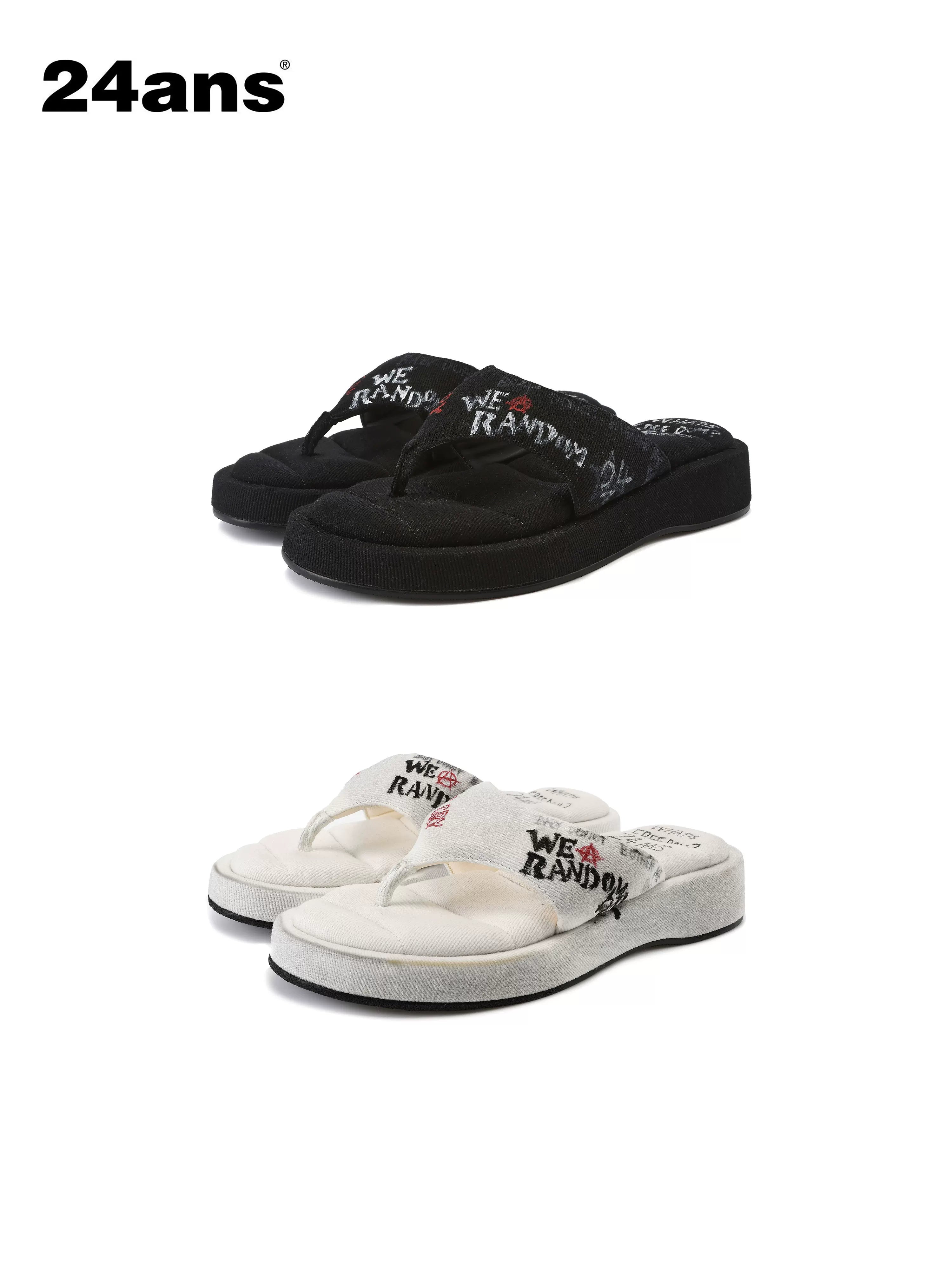24ans Comfortable Low Profile Denim Upper Casual Low Cut Youth Solid Flat Sandals-1
