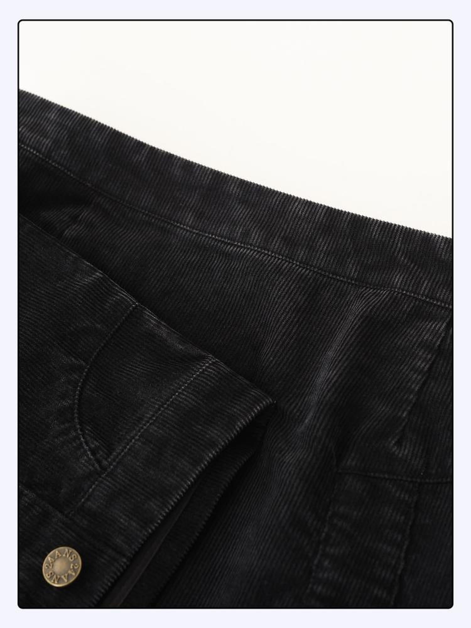 24ans Corduroy A Line Mini Skirt With Asymmetric Hem In Black