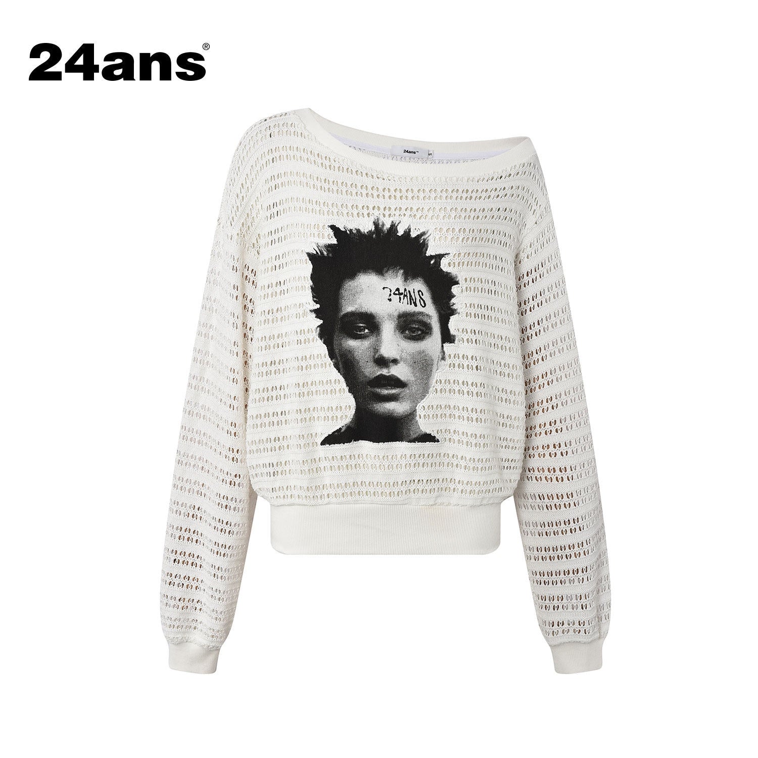 24ans_Cutout_Asymmetric_Neck_Loose_Fit_Women_Punk_Graphic_Polyester_T-Shirt_MISSTT