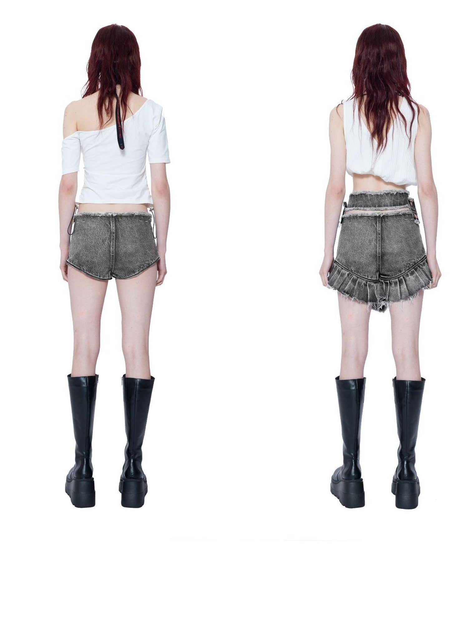 24ans Denim Culottes With Detachable Design