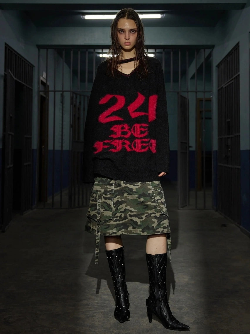 24ans Detachable Braid Hooded Knit Sweater Sweater