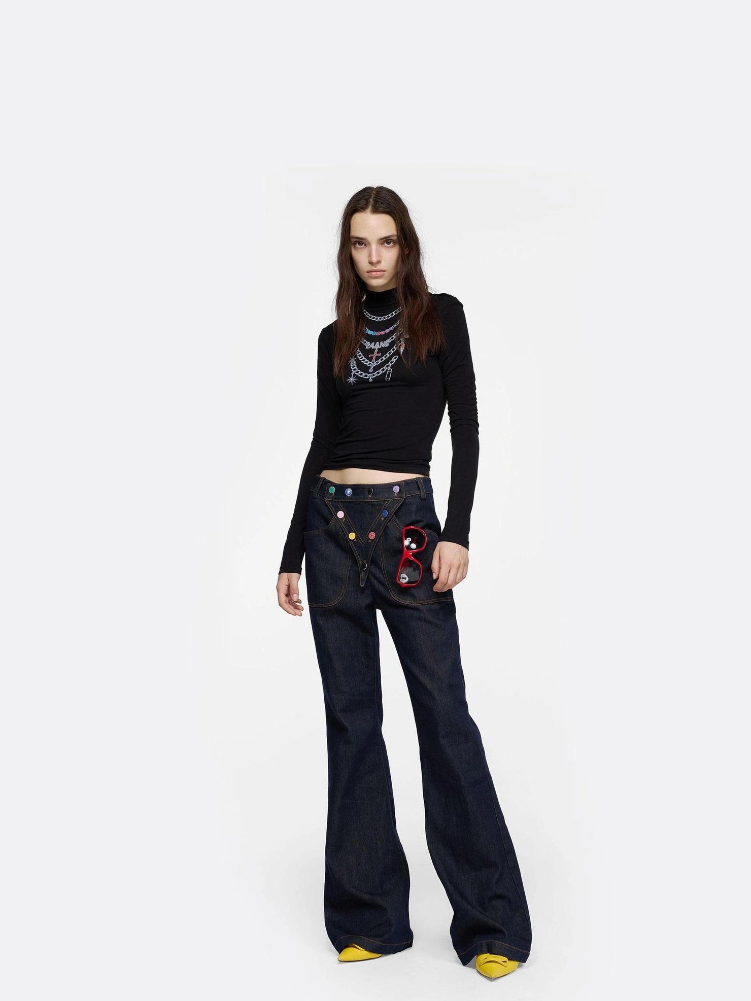 24ans Detachable Placket Flared Jeans Jeans