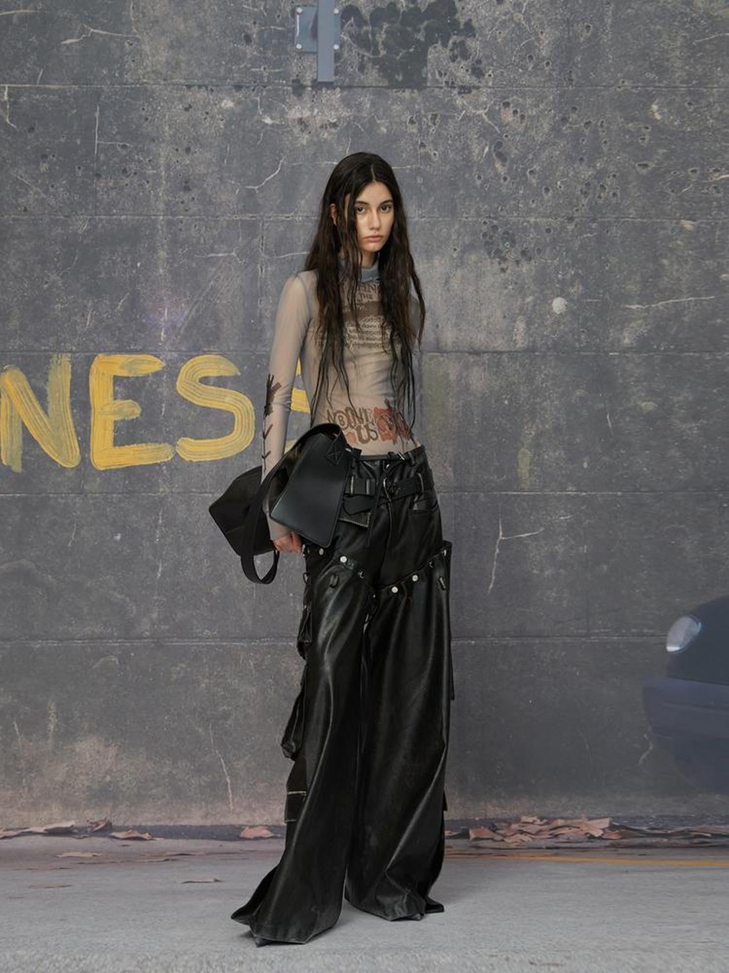 24ans Detachable Punk Studded Pu Leather Pants