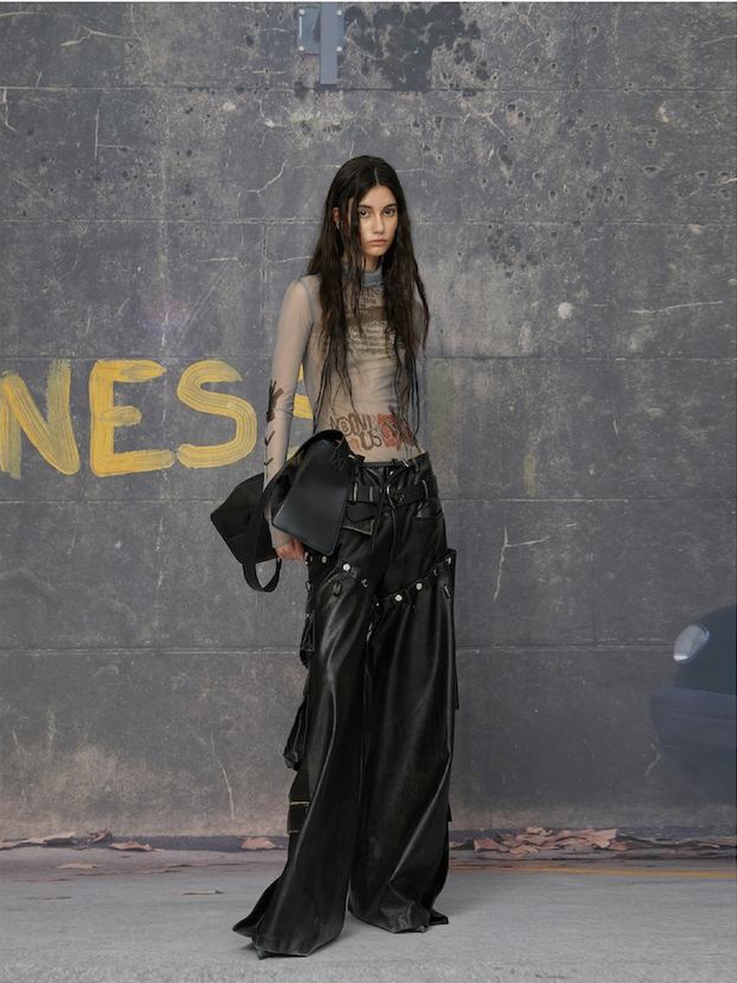 24ans Detachable Punk Studded Pu Leather Pants