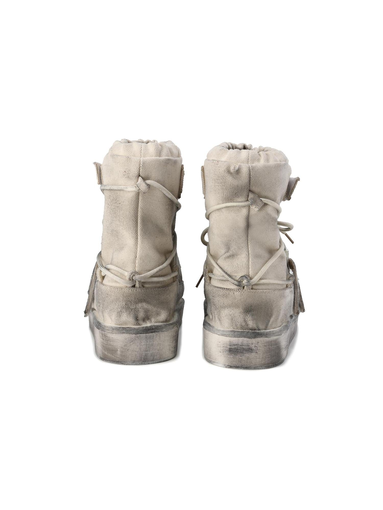 24ans Distressed Beige Snow Boots Detachable Faux Fur Lined