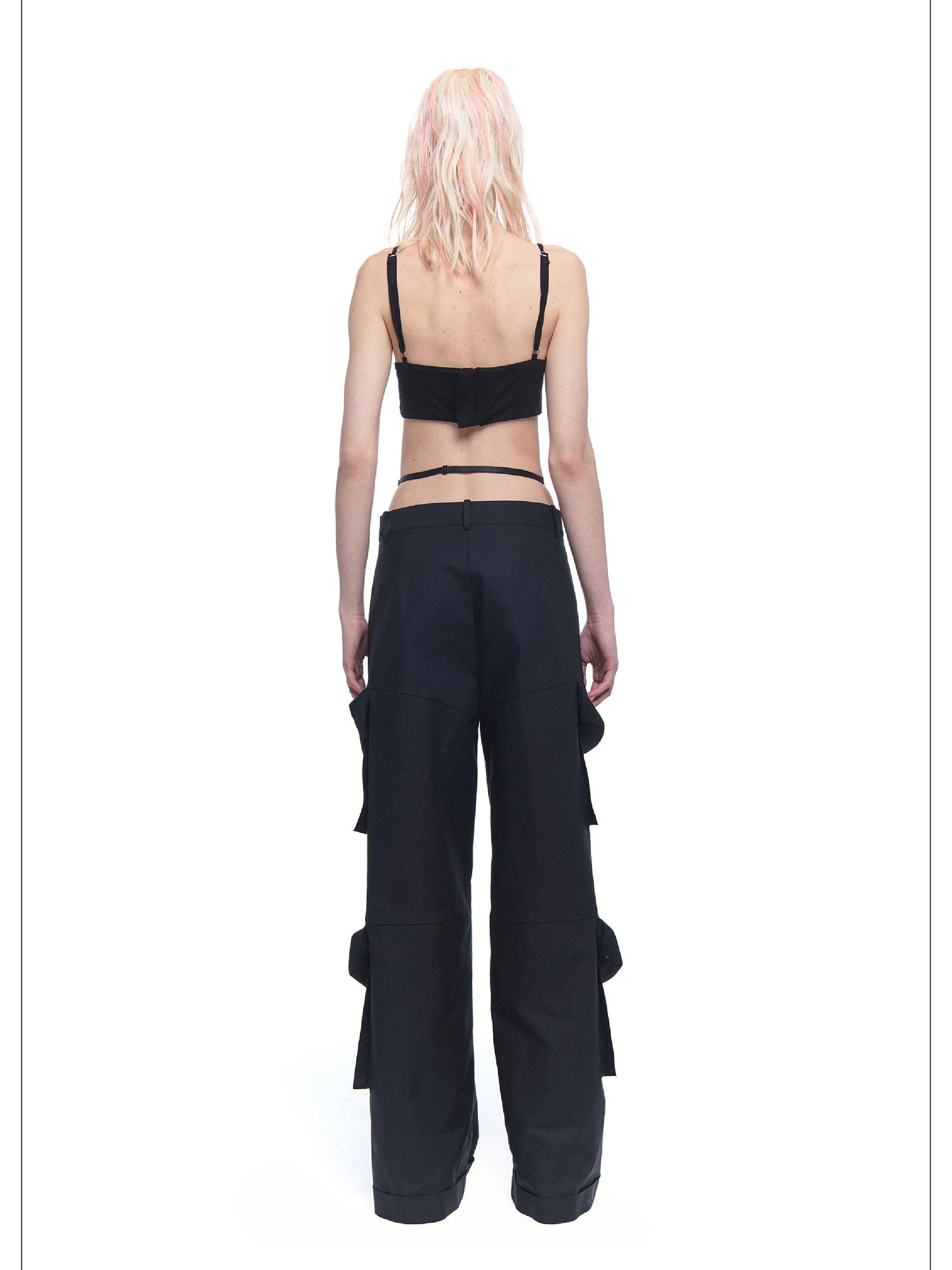 24ans Distressed Pocket Punk Cargo Pants Straight Leg