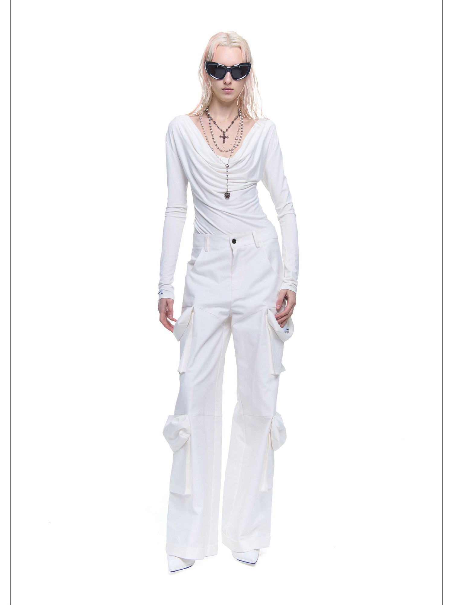 24ans Distressed Pocket Punk Cargo Pants Straight Leg