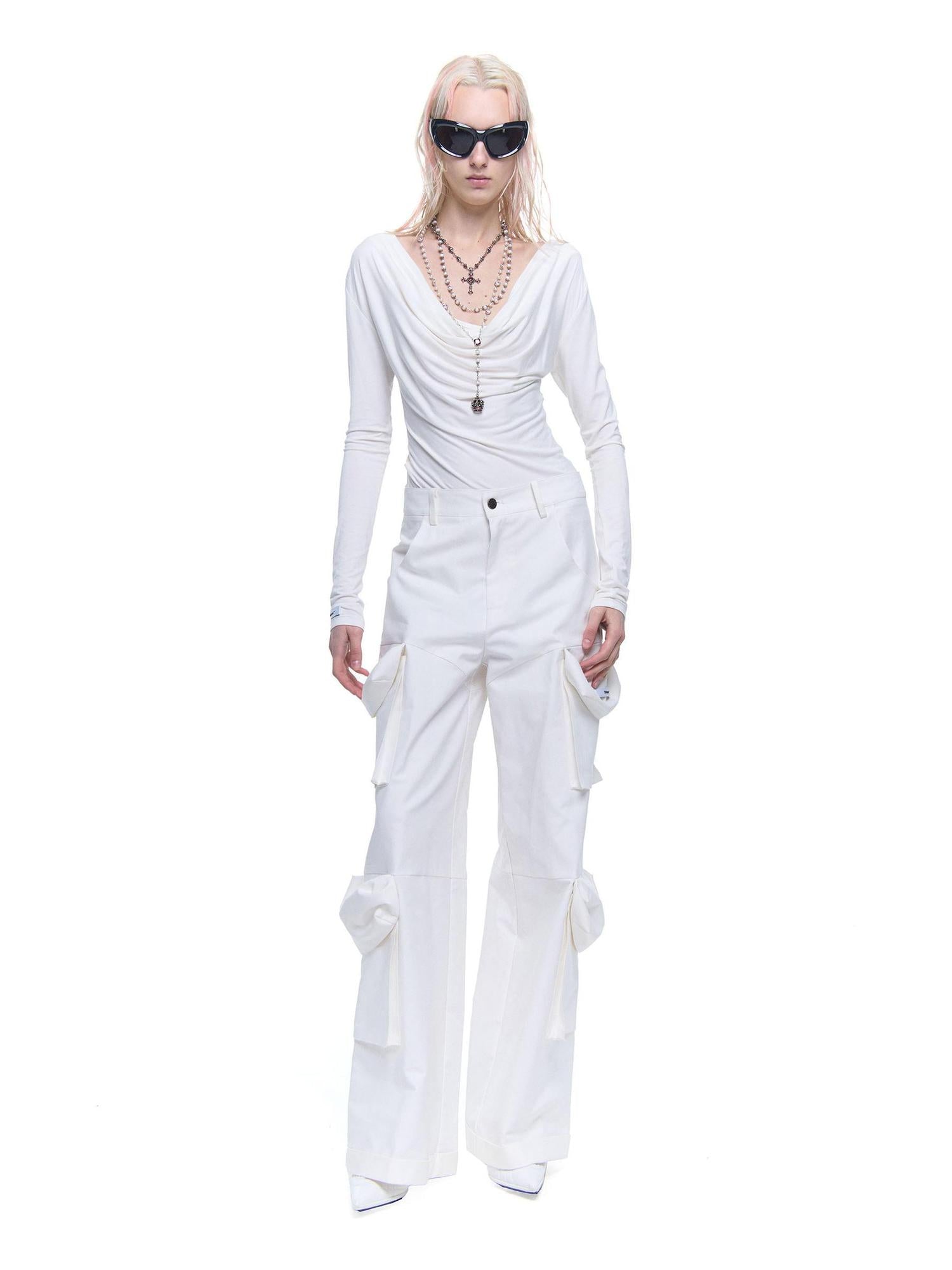 24ans Distressed Pocket Punk Cargo Pants Straight Leg