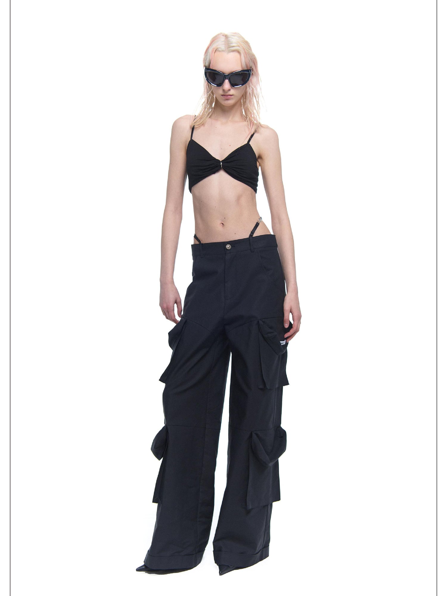 24ans Distressed Pocket Punk Cargo Pants Straight Leg