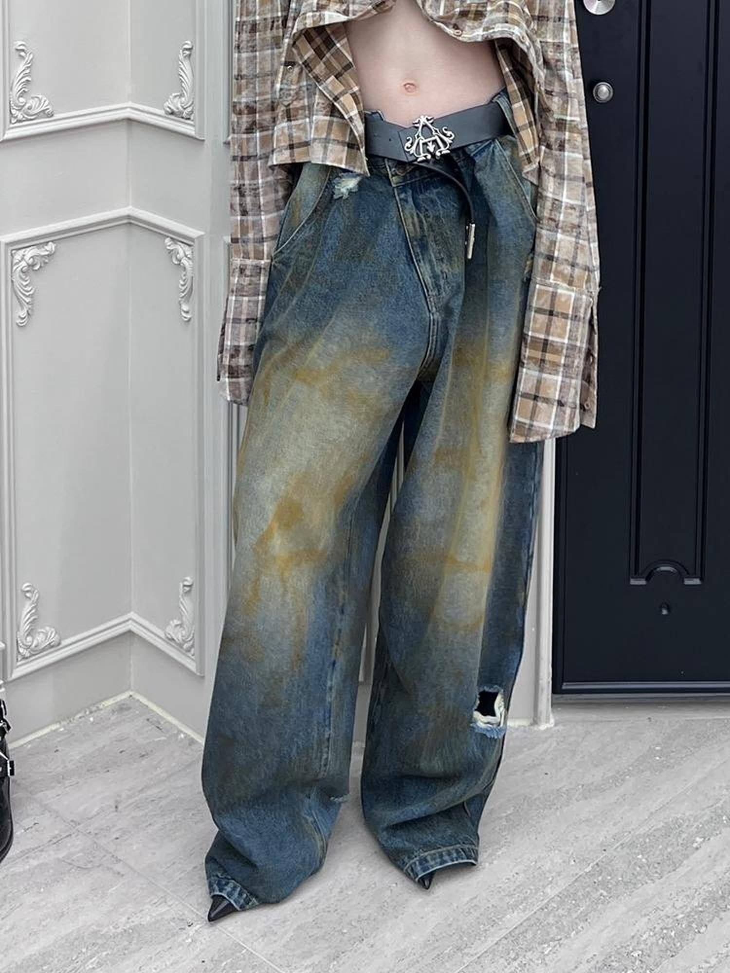 24ans Distressed Waist Flared Jeans