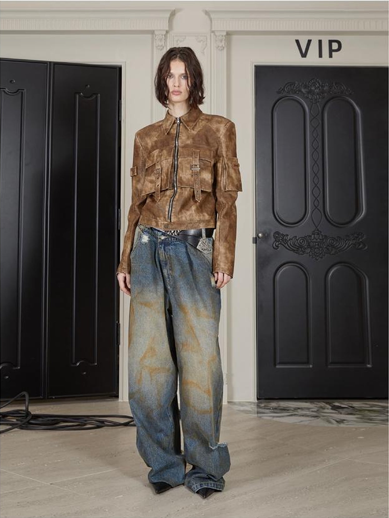 24ans Distressed Waist Flared Jeans