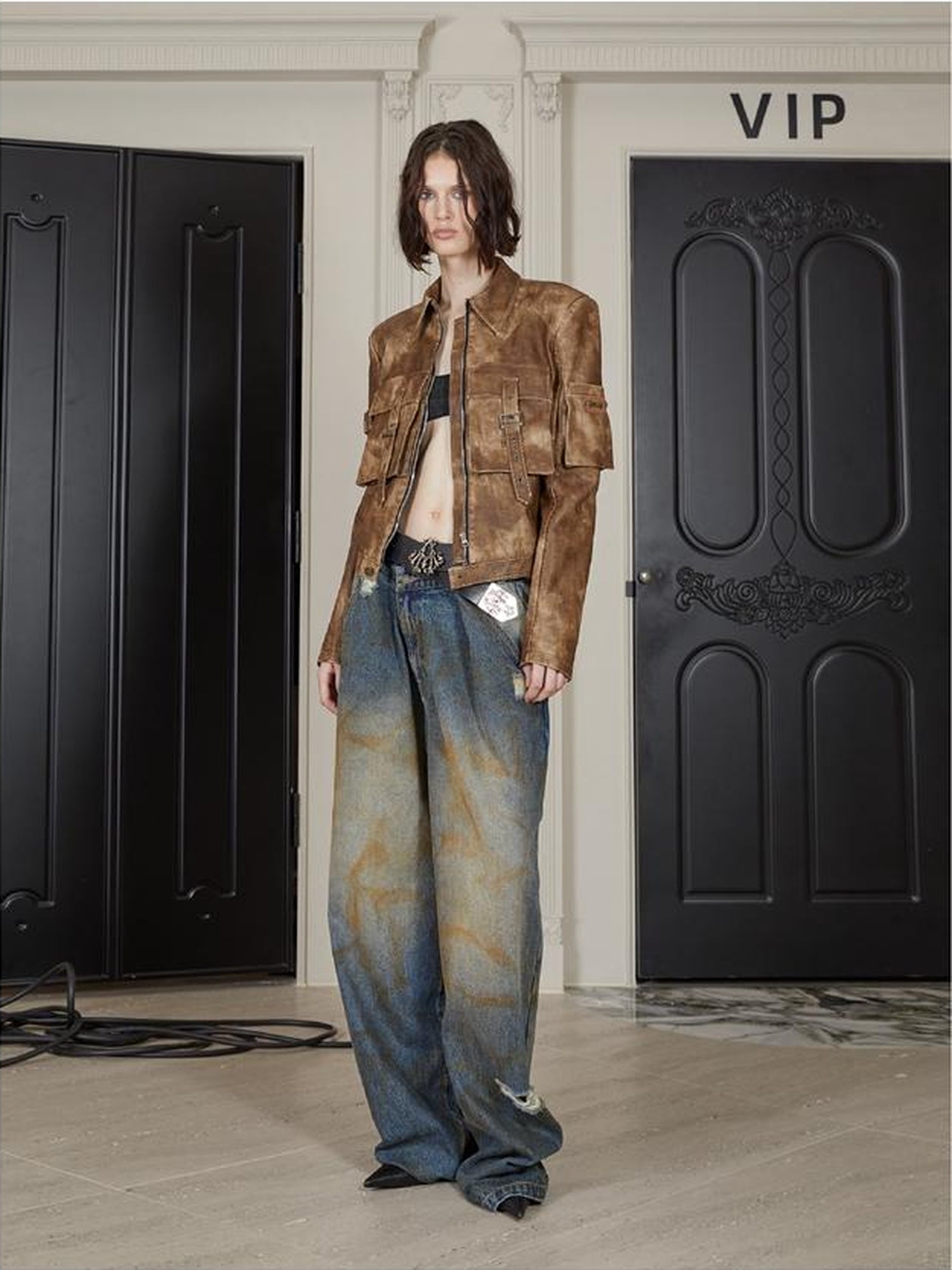 24ans Distressed Waist Flared Jeans