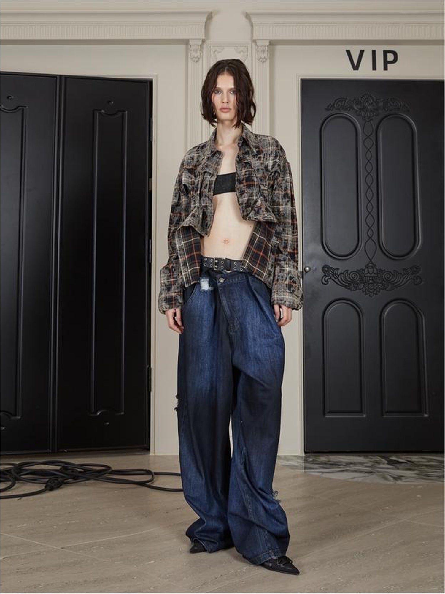 24ans Distressed Waist Flared Jeans