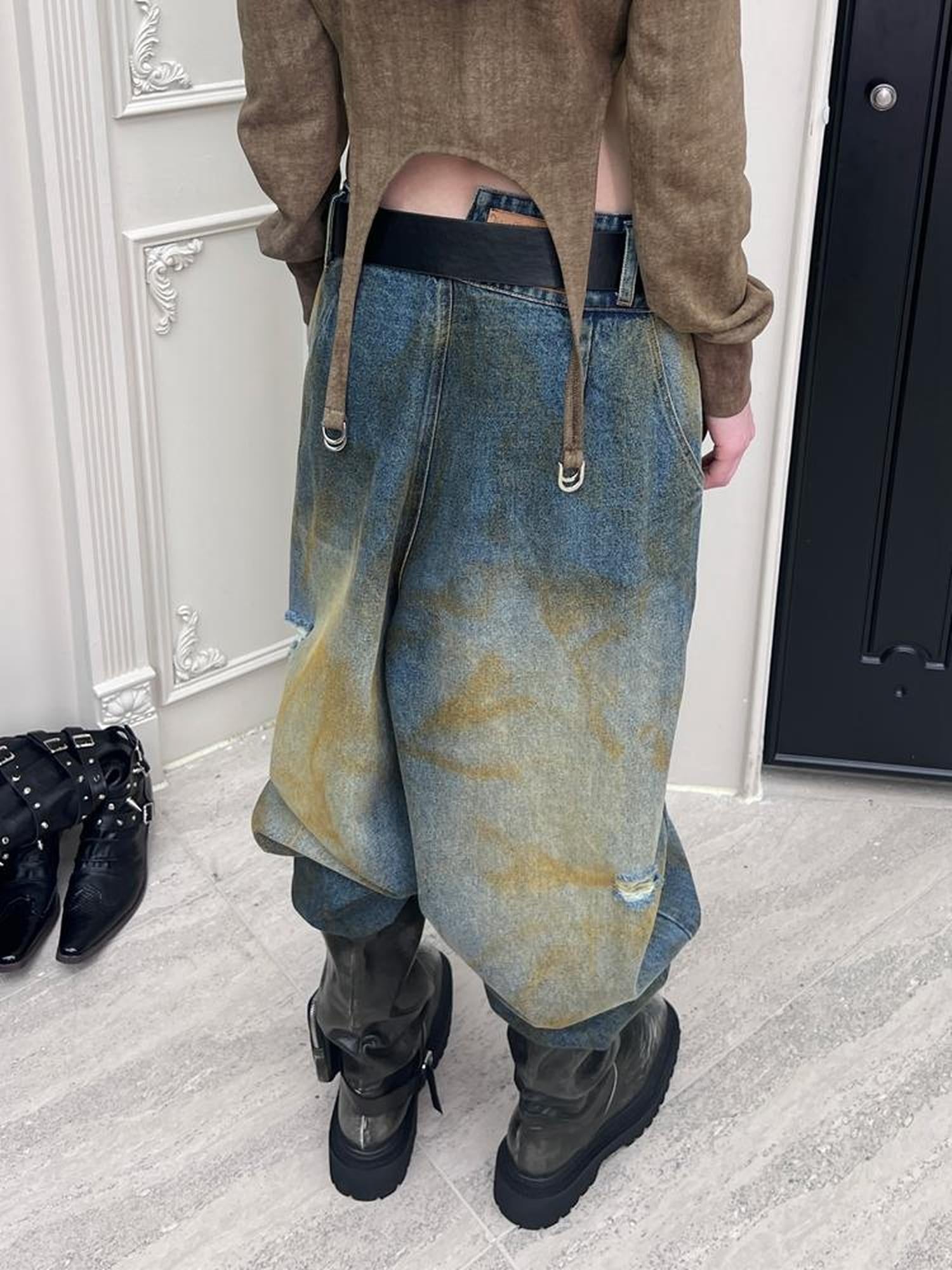 24ans Distressed Waist Flared Jeans