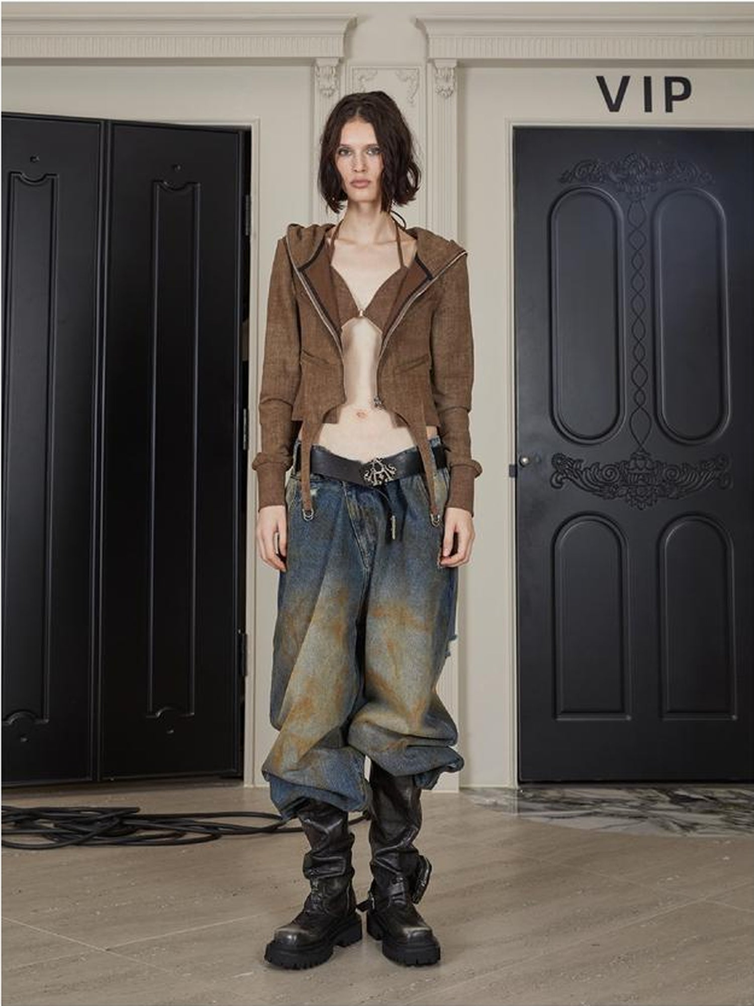 24ans Distressed Waist Flared Jeans