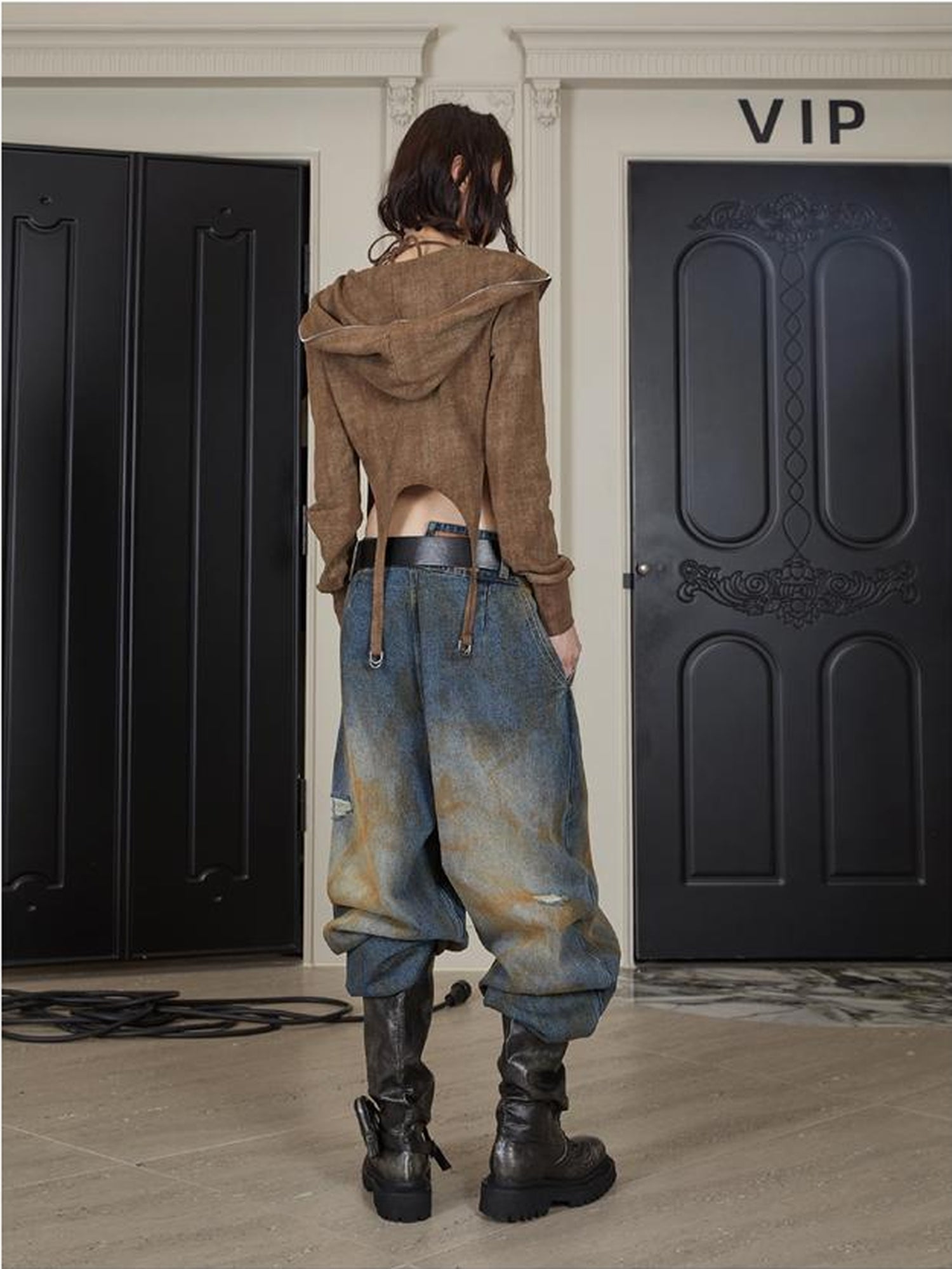 24ans Distressed Waist Flared Jeans