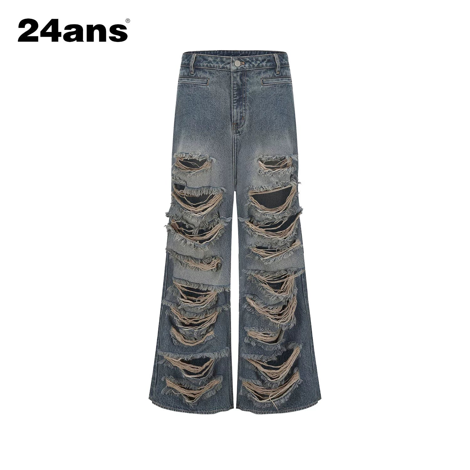 24ans_Distressed_Washed_Ripped_Flared_Jeans_With_Natural_Drop_MISSTT