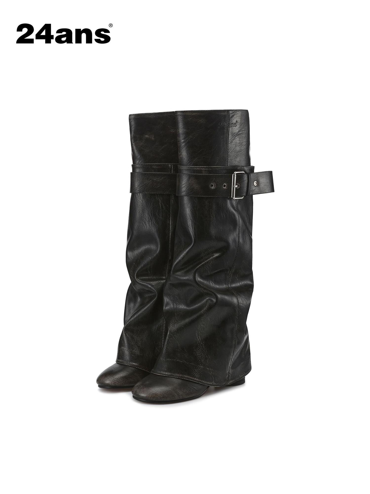 24ans Distressed White Detachable Boots