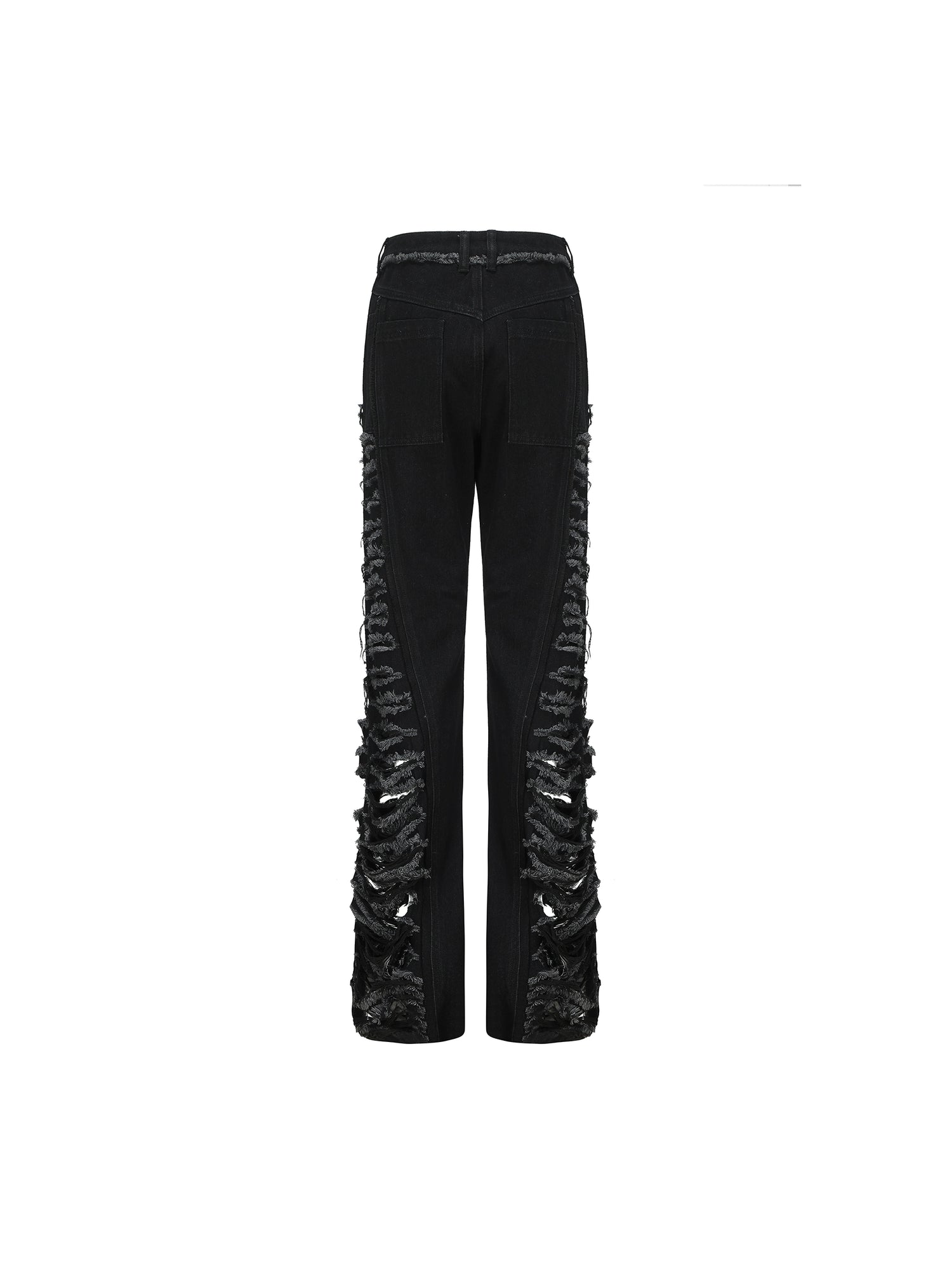 24ans Double Color Side Frayed Ripped Flared Denim Pants MISSTT