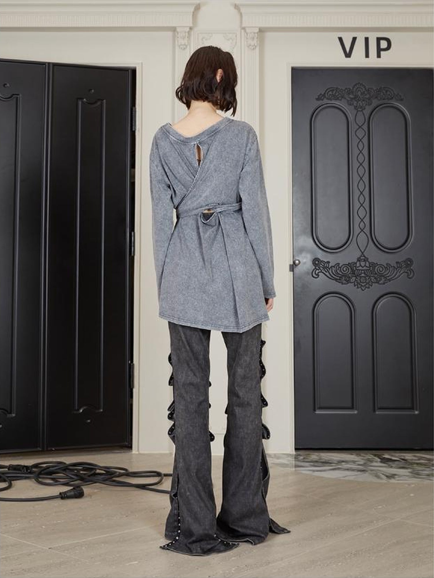 24ans Double Tie Front Hoodie