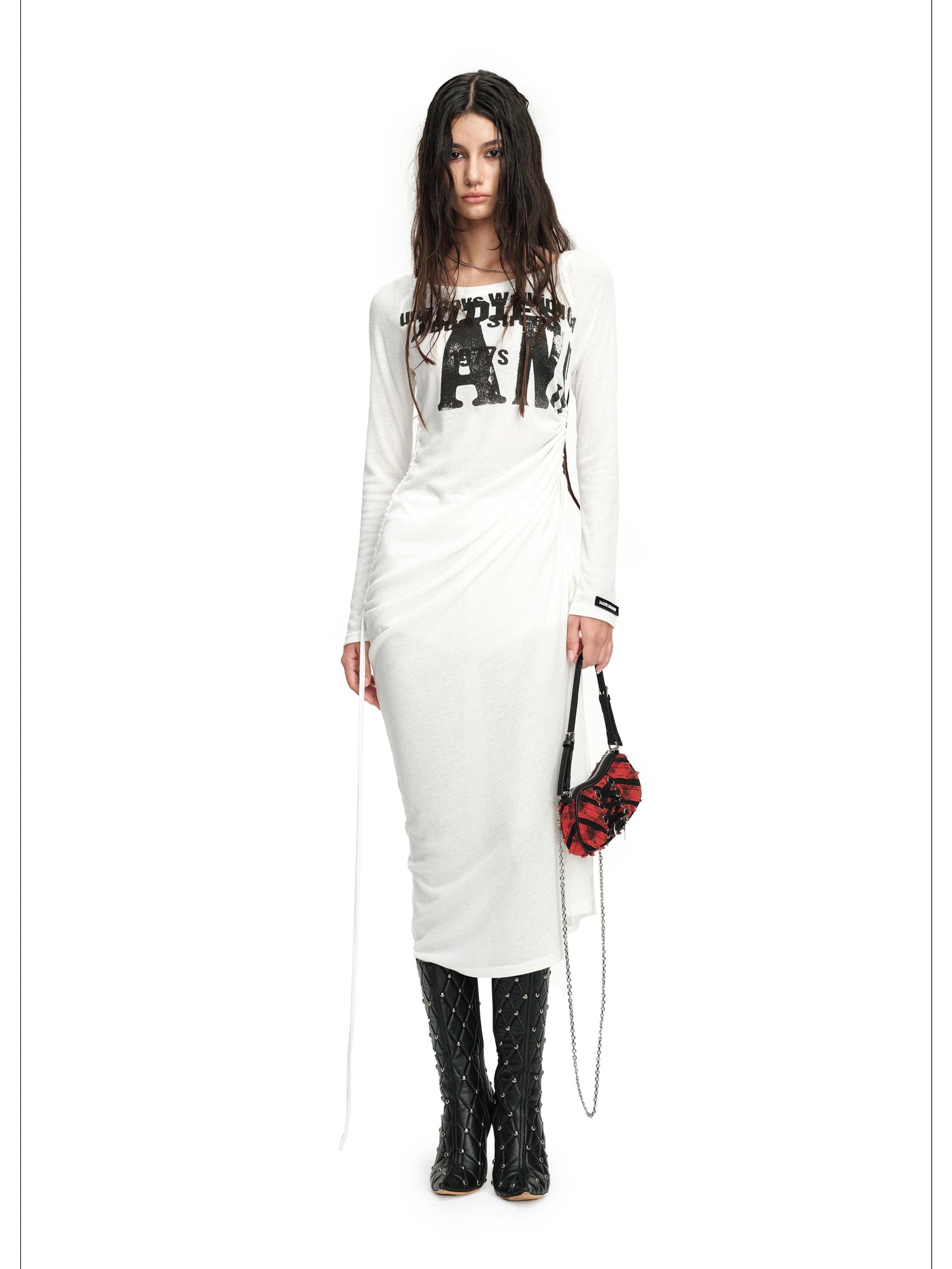 24ans Draped Neckline Chain Detail Dress