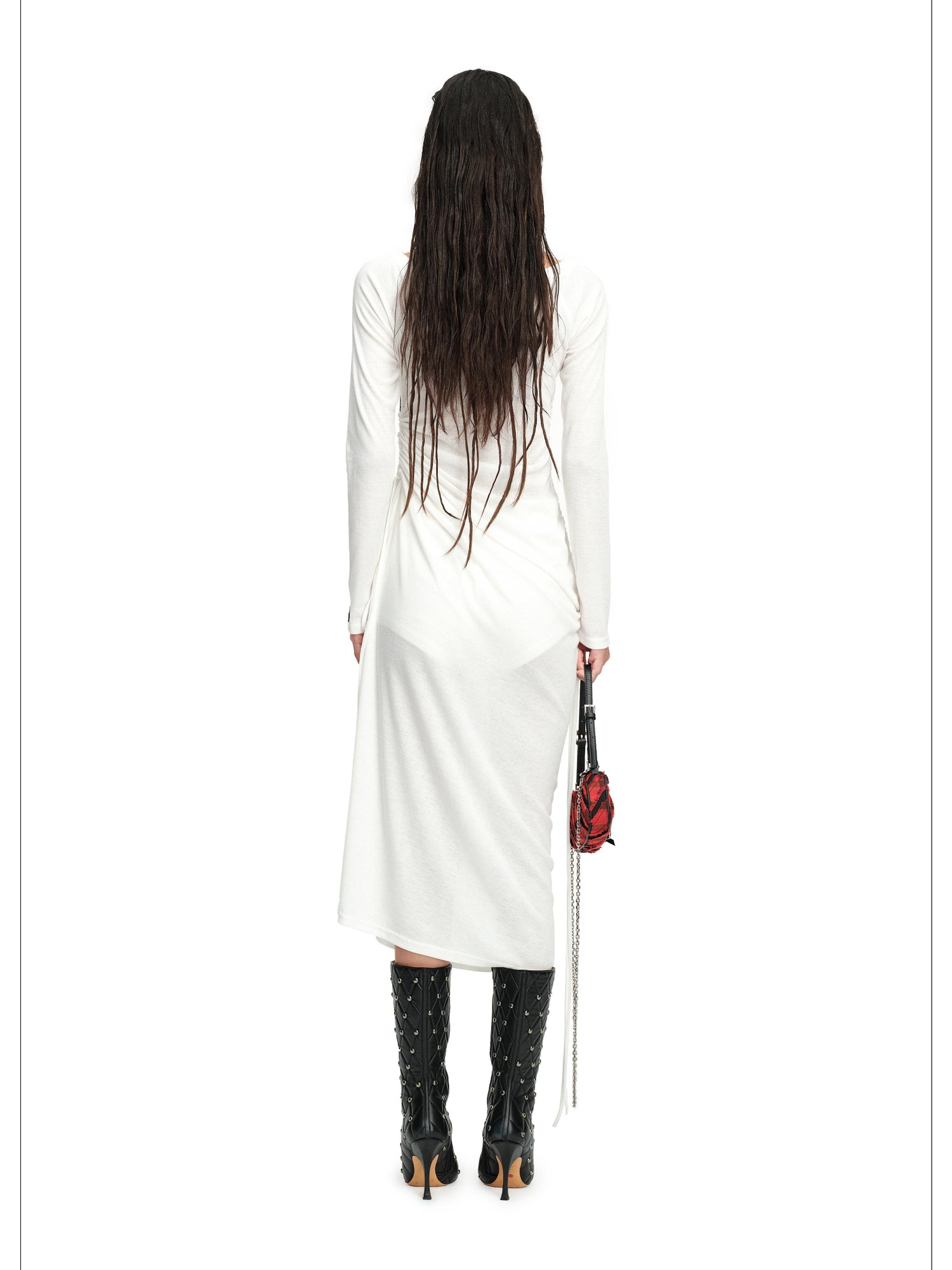 24ans Draped Neckline Chain Detail Dress