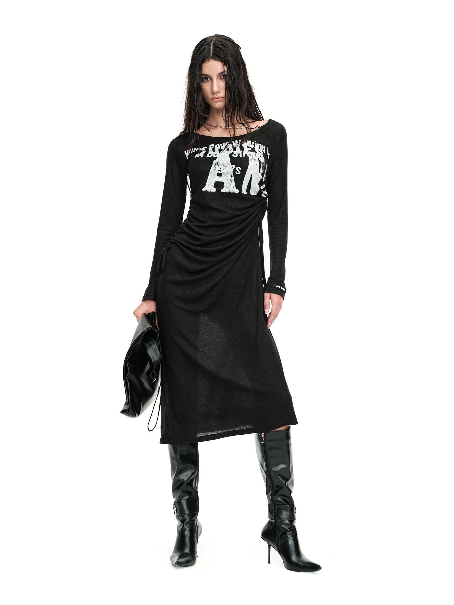 24ans Draped Neckline Chain Detail Dress