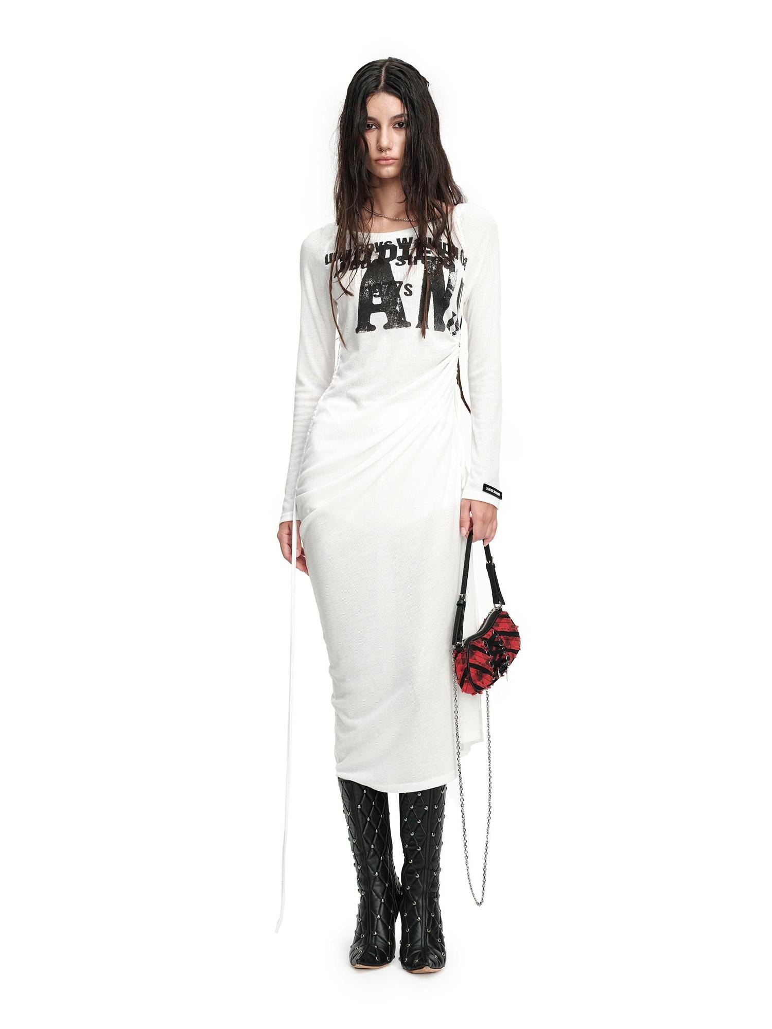 24ans Draped Neckline Chain Detail Dress