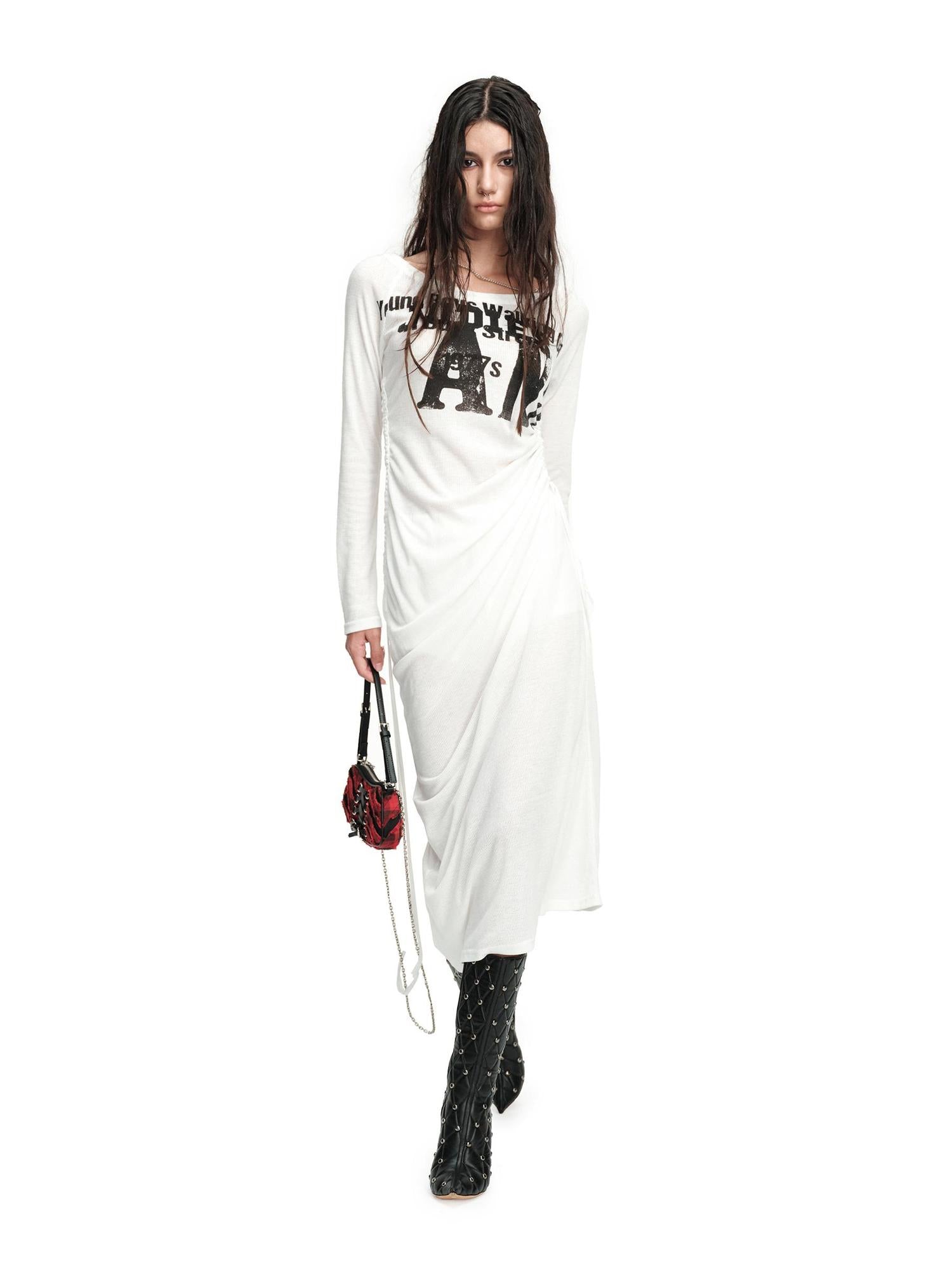 24ans Draped Neckline Chain Detail Dress