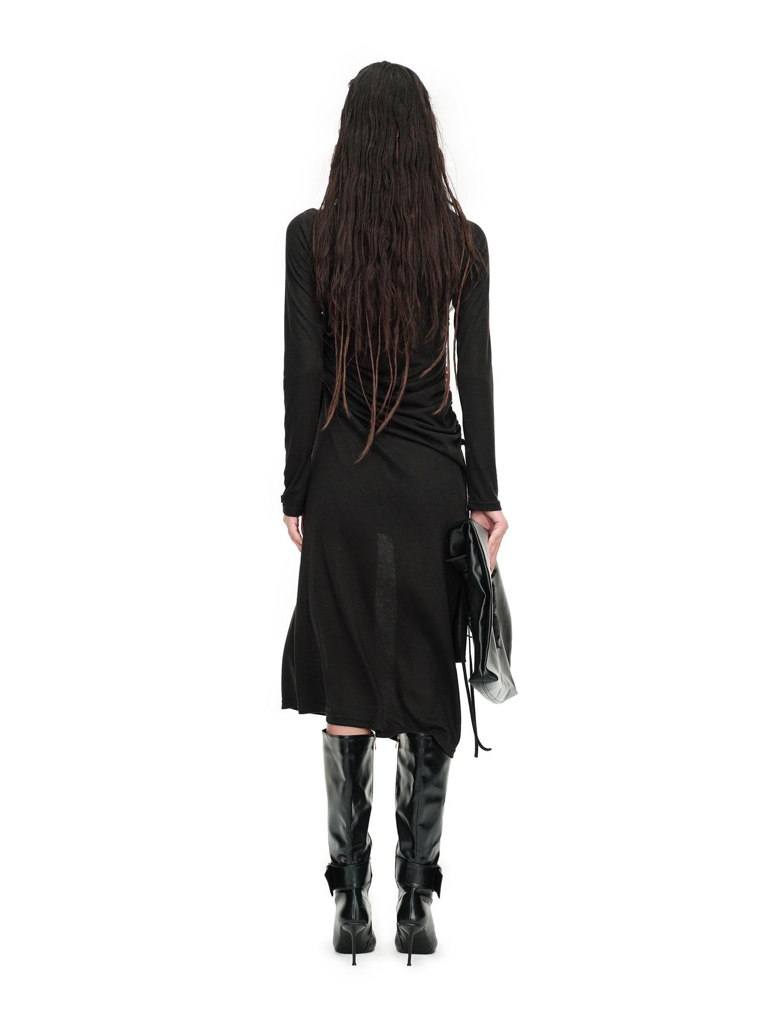 24ans Draped Neckline Chain Detail Dress