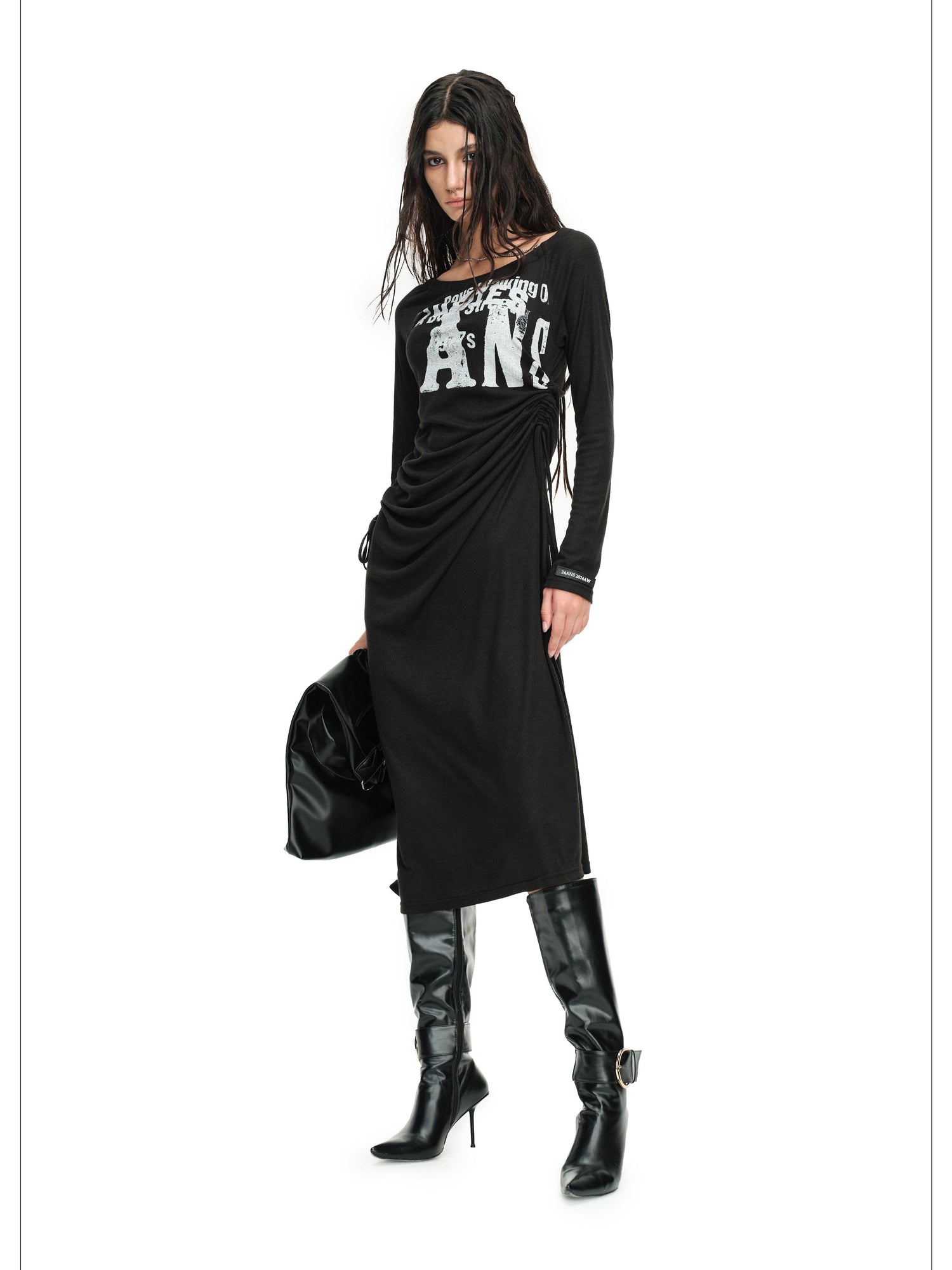 24ans Draped Neckline Chain Detail Dress