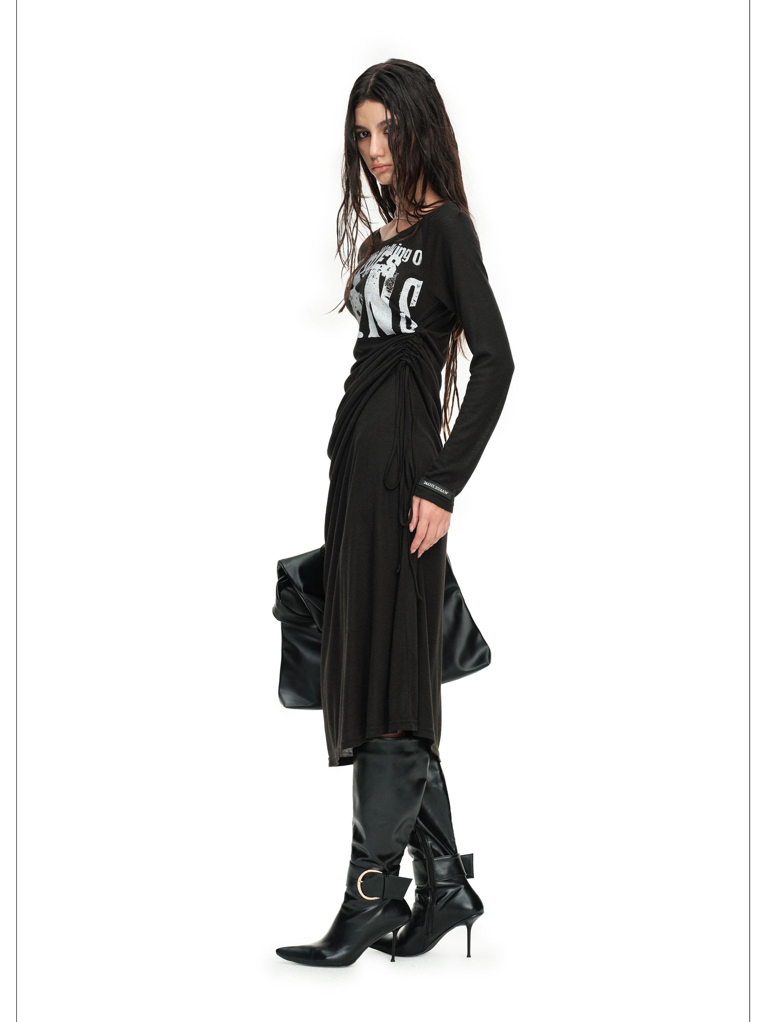 24ans Draped Neckline Chain Detail Dress