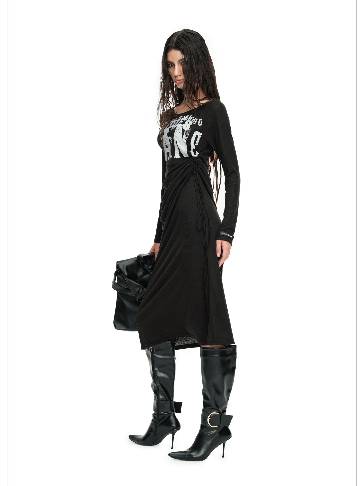 24ans Draped Neckline Chain Detail Dress