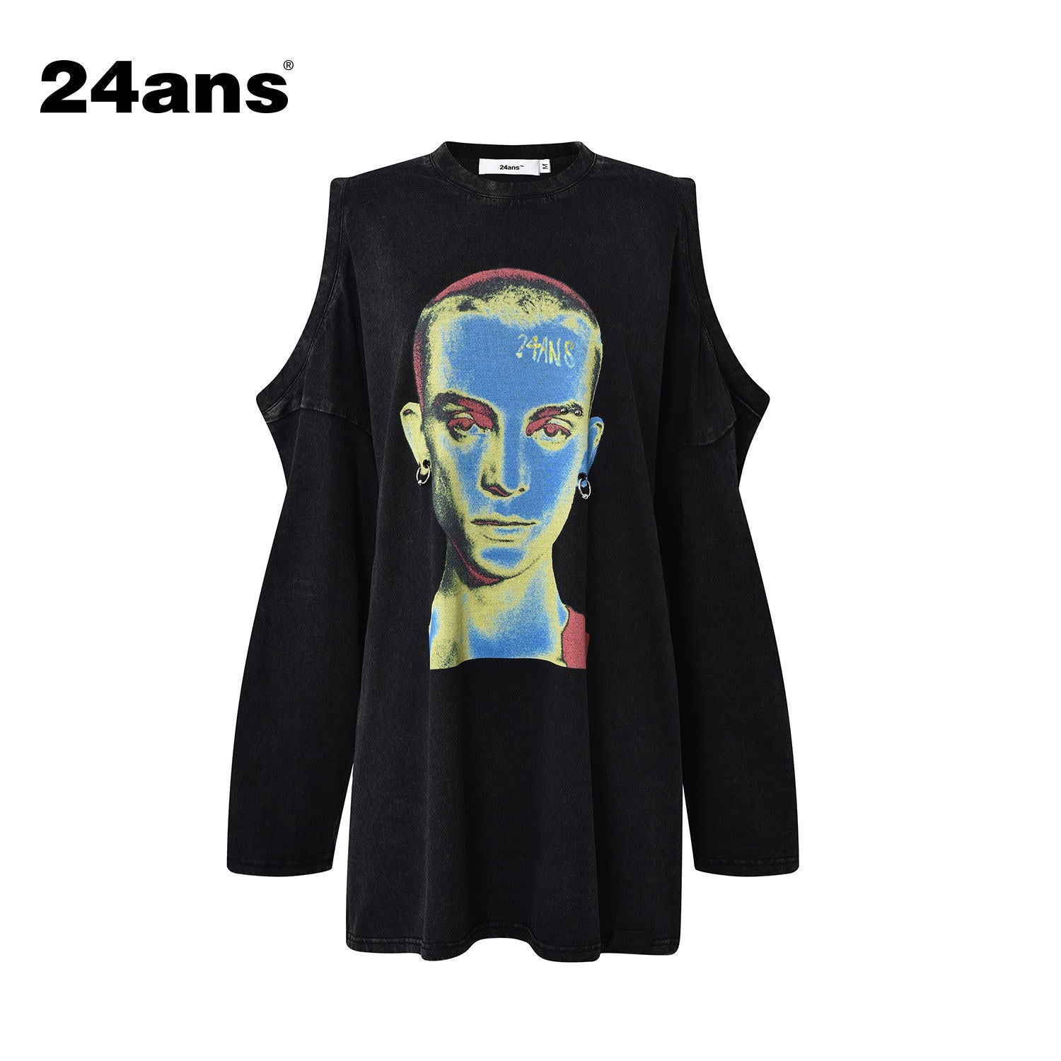 24ans_Durable_Cotton_Blend_Street_Punk_Graphic_Loose_Fit_Unisex_Red_Black_T-Shirt_MISSTT