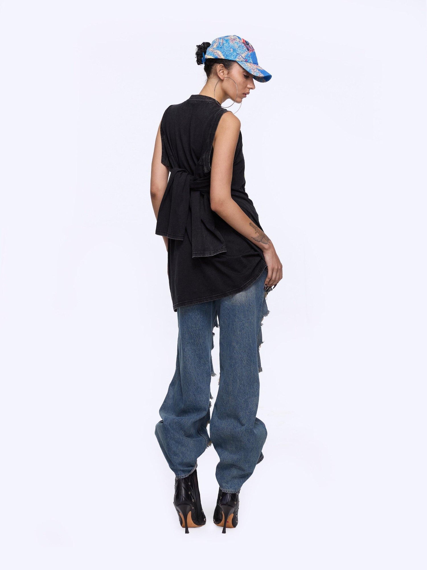 24ans Durable Cotton Blend Street Punk Graphic Loose Fit Unisex Red Black T-Shirt