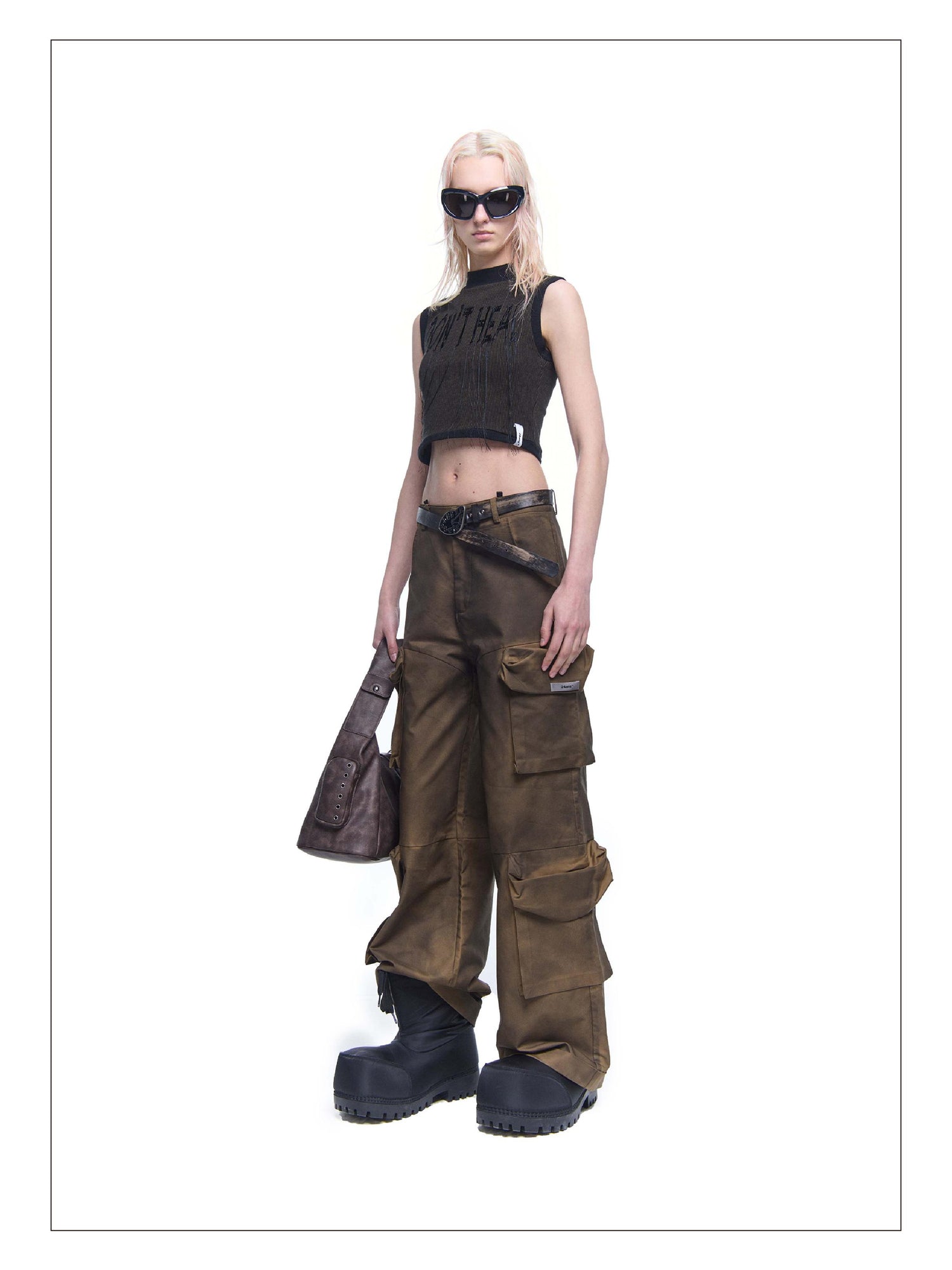 24ans Embroidered Fringe Knit Vest Sleeveless Colorblock