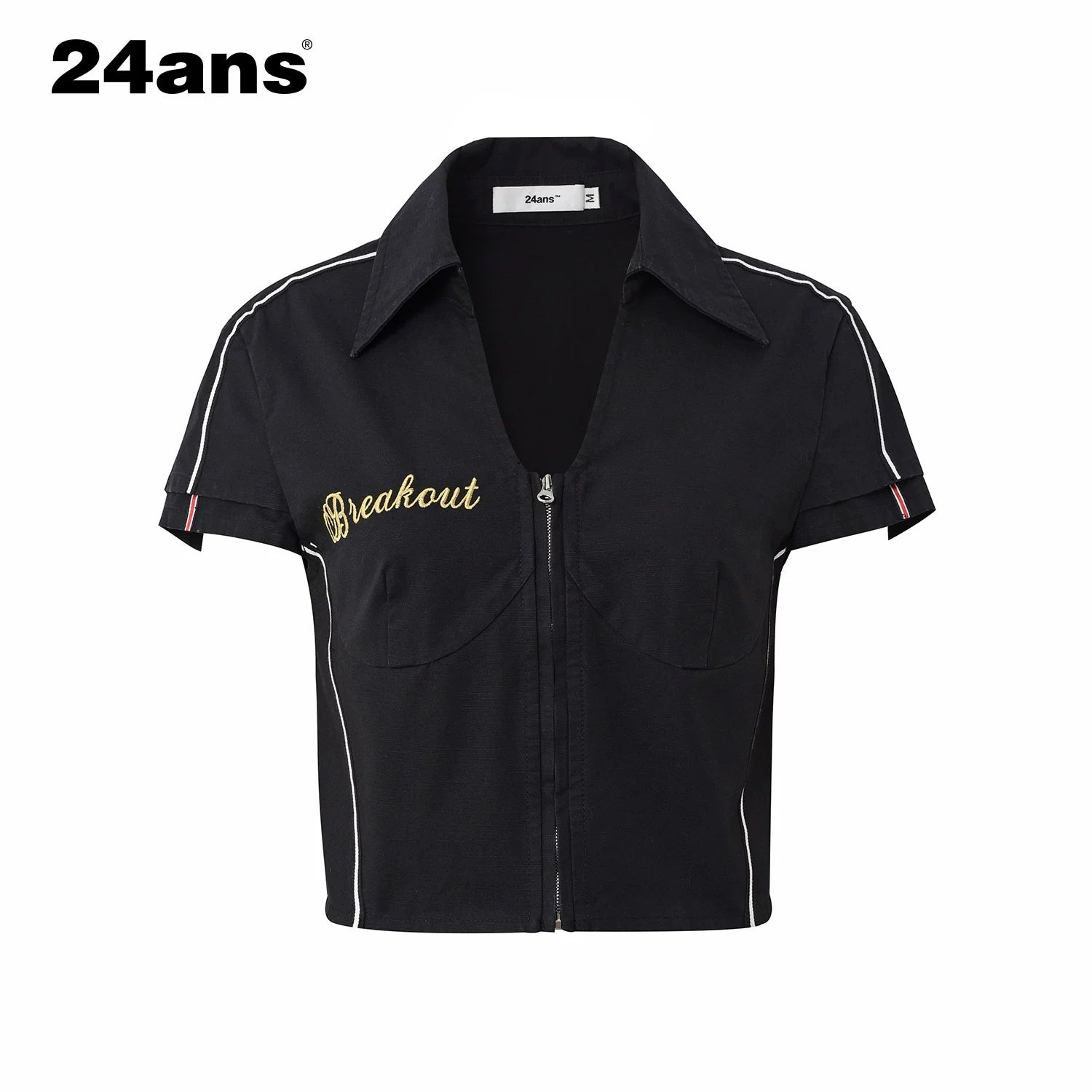 24ans Embroidered Letter Racing Shirt And Skirt Set MISSTT