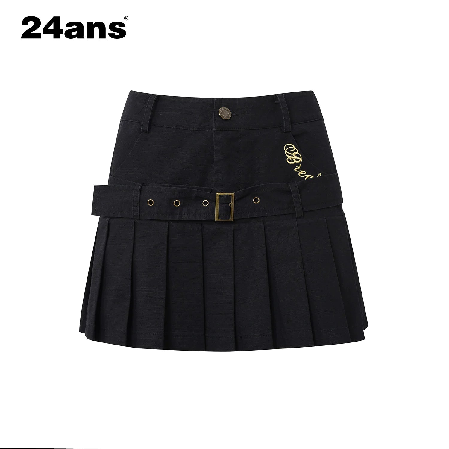 24ans Embroidered Letter Racing Shirt And Skirt Set MISSTT