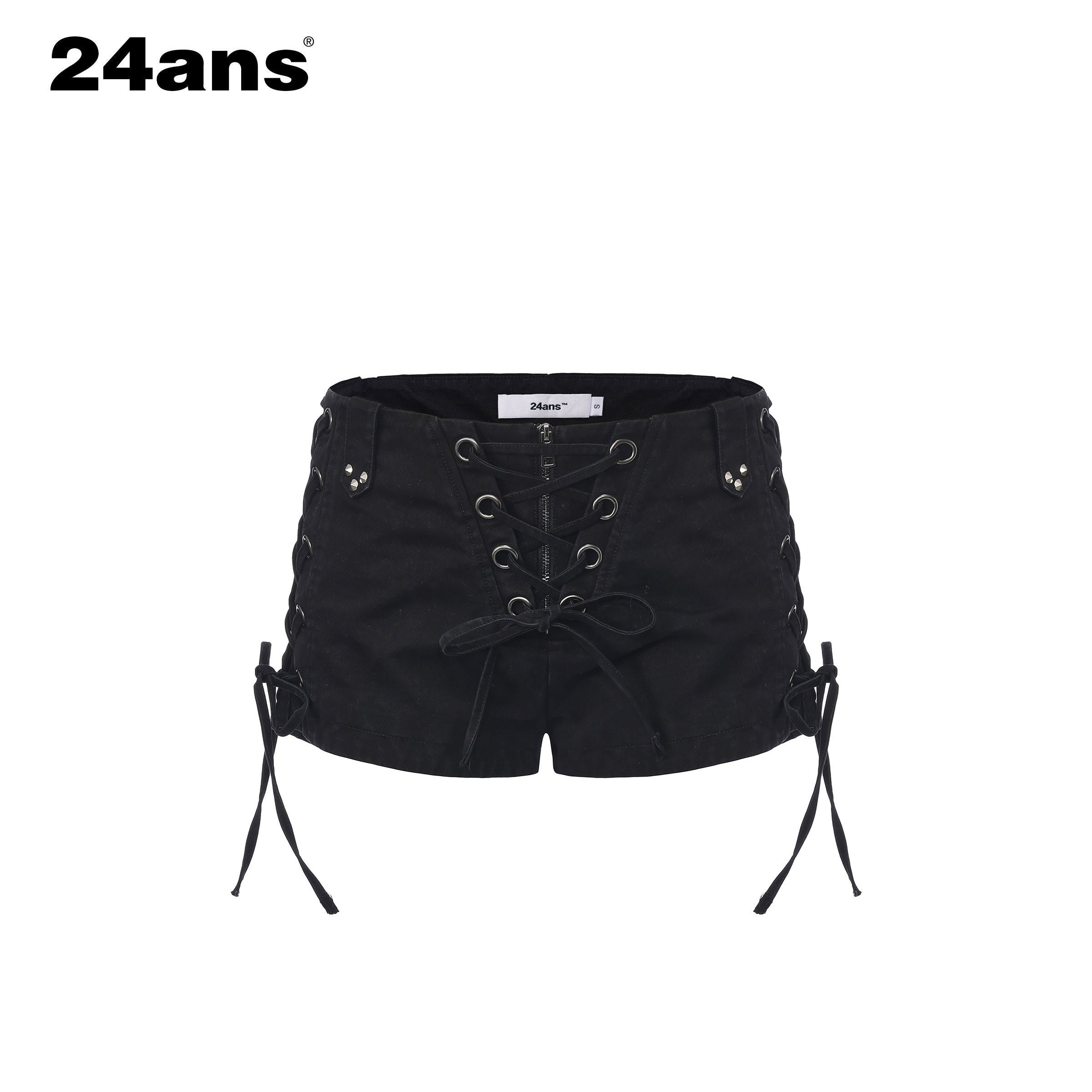 24ans_Enzyme_Wash_Drawstring_Slim_Natural_Waist_Women_Cotton_Stretch_Denim_Shorts_MISSTT